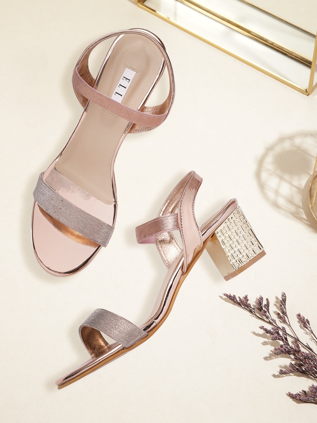 

ELLE Women Rose Gold-Toned Block Heels
