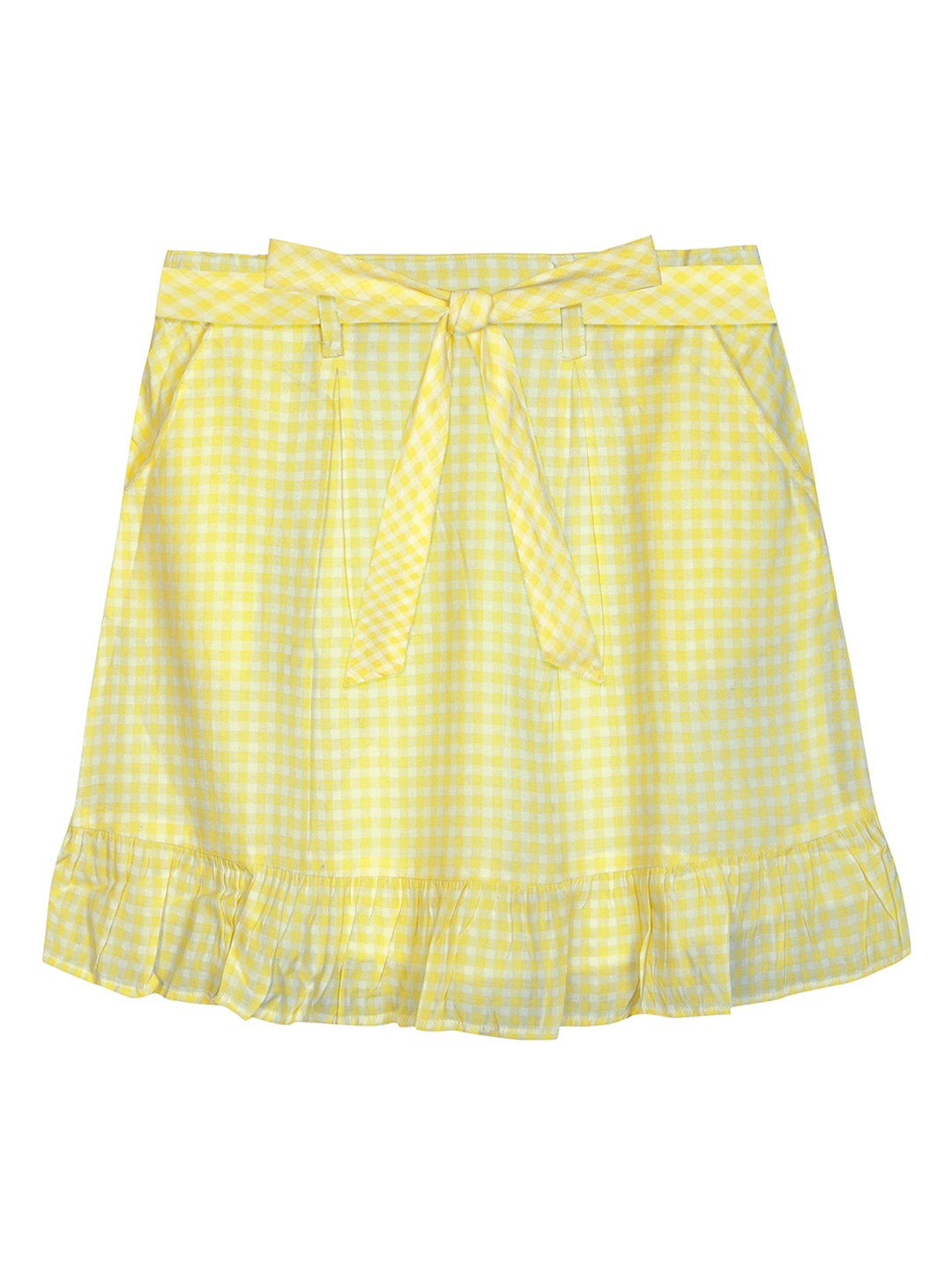 

Budding Bees Girls Yellow Checked Flared Above Knee Skirts