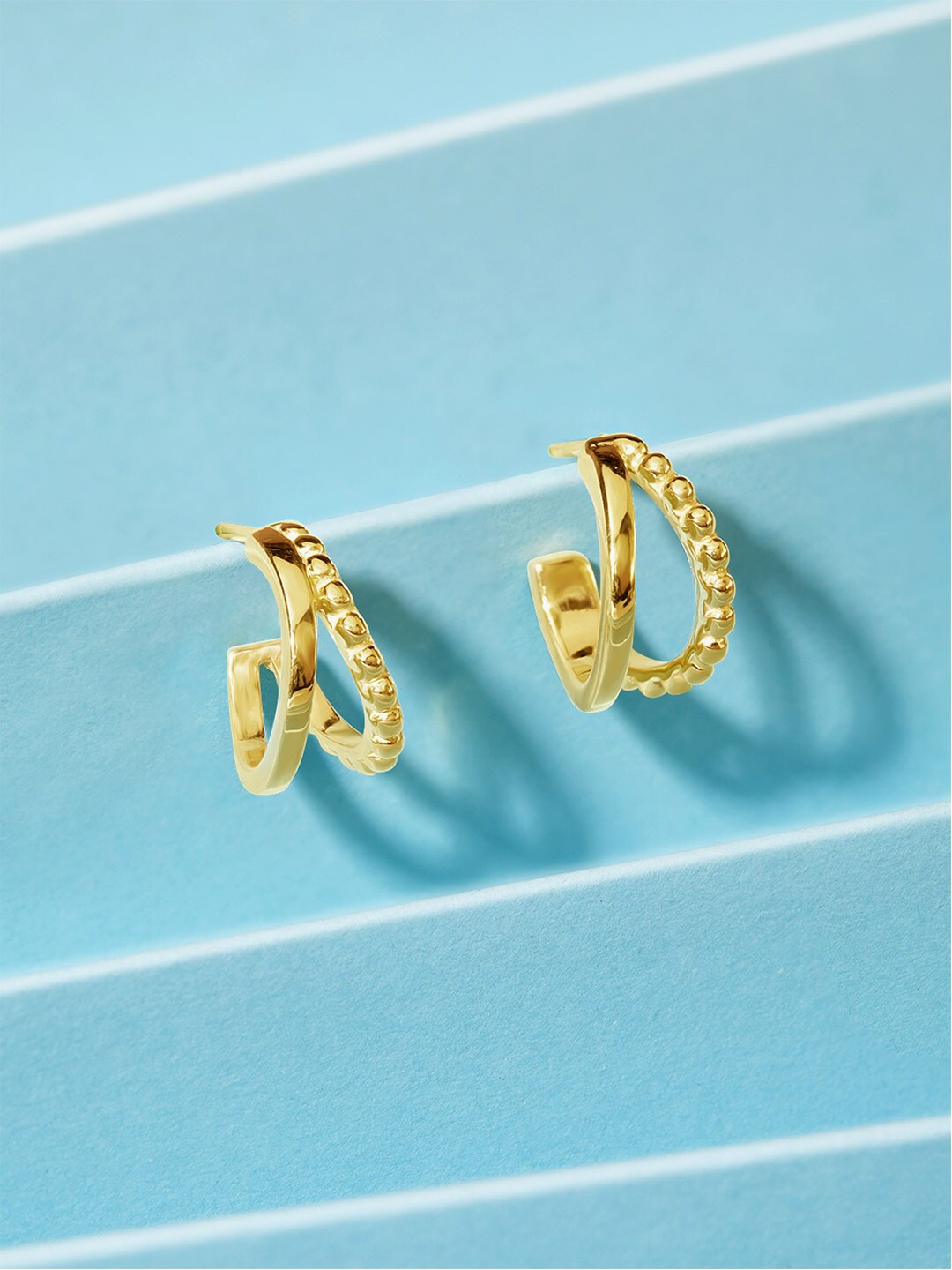 

Rubans 925 Sterling Silver Gold-Plated Knotted And Plated Elegant Hoop Earrings