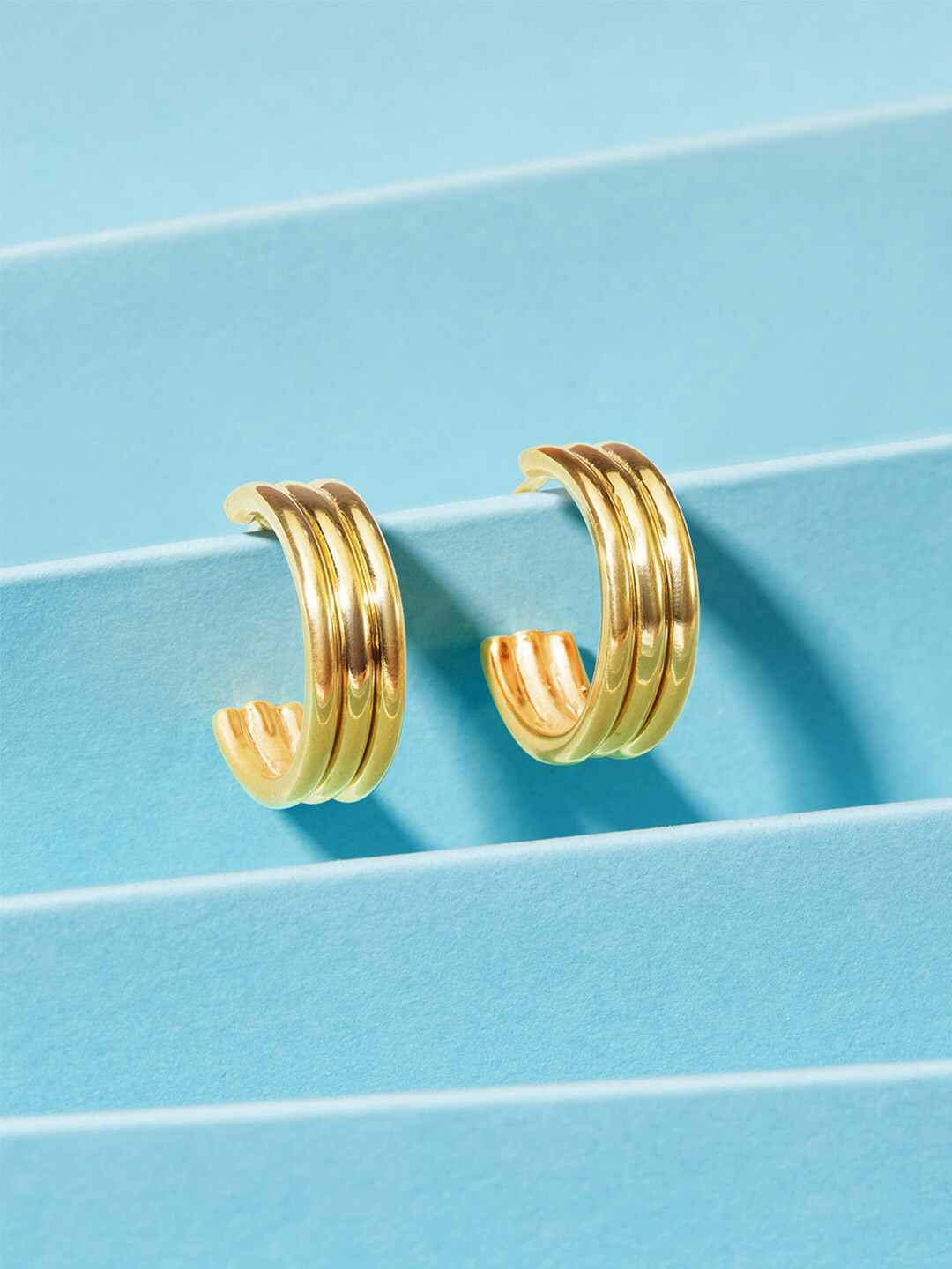 

Rubans 925 Sterling Silver Gold-Plated The Offset Classic Hoop Earrings