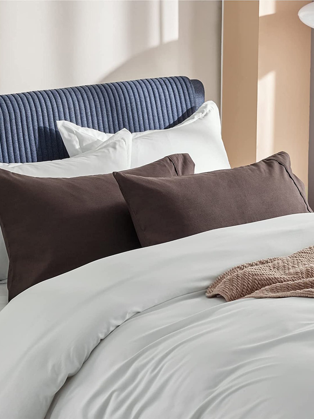 

Tormeti Set of 2 Brown Solid 300 TC Pillow Covers
