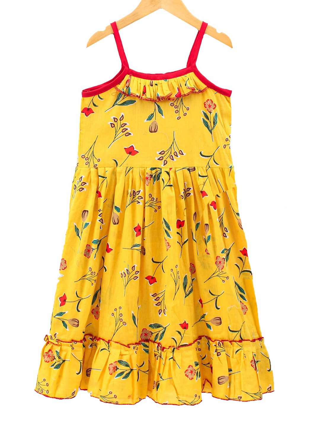 

Eimoie Yellow & red Floral A-Line Dress