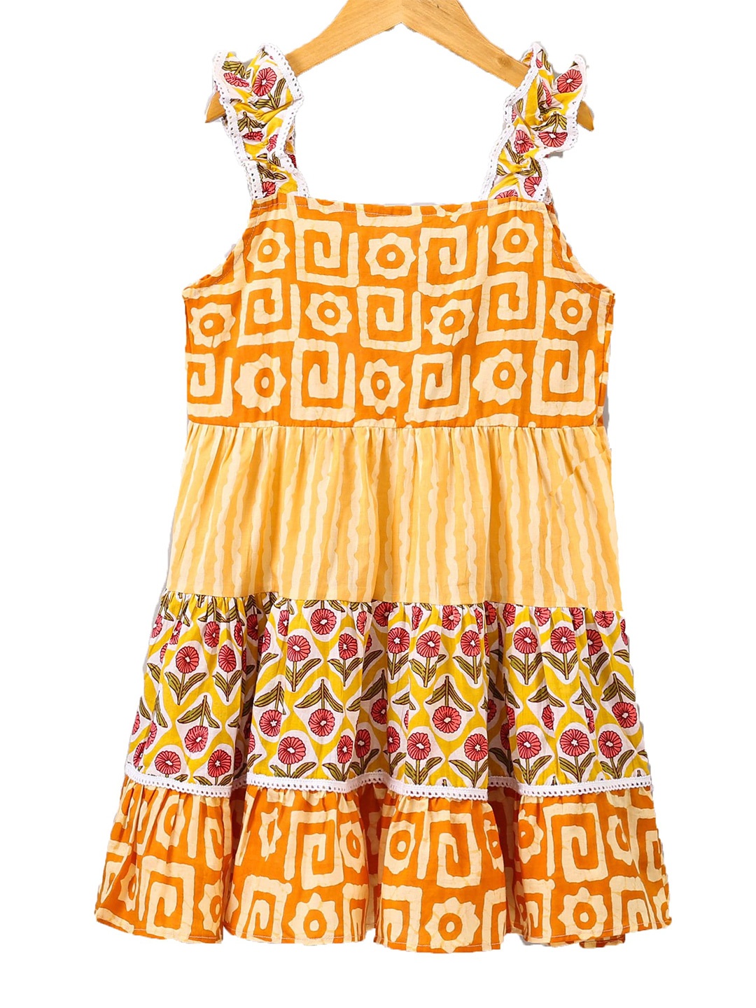 

Eimoie Yellow Ethnic Motifs A-Line Dress