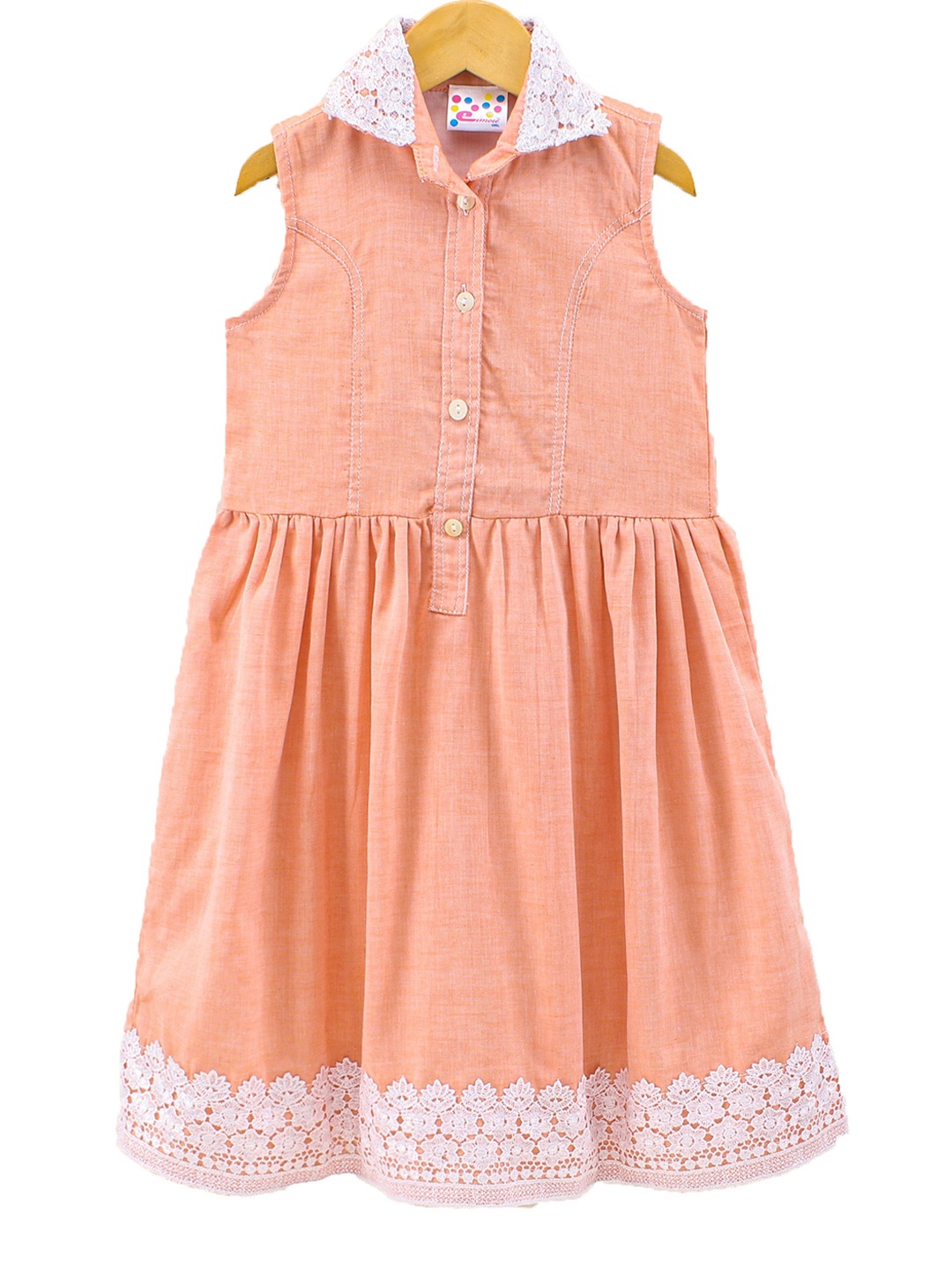 

Eimoie Peach-Coloured A-Line Midi Dress