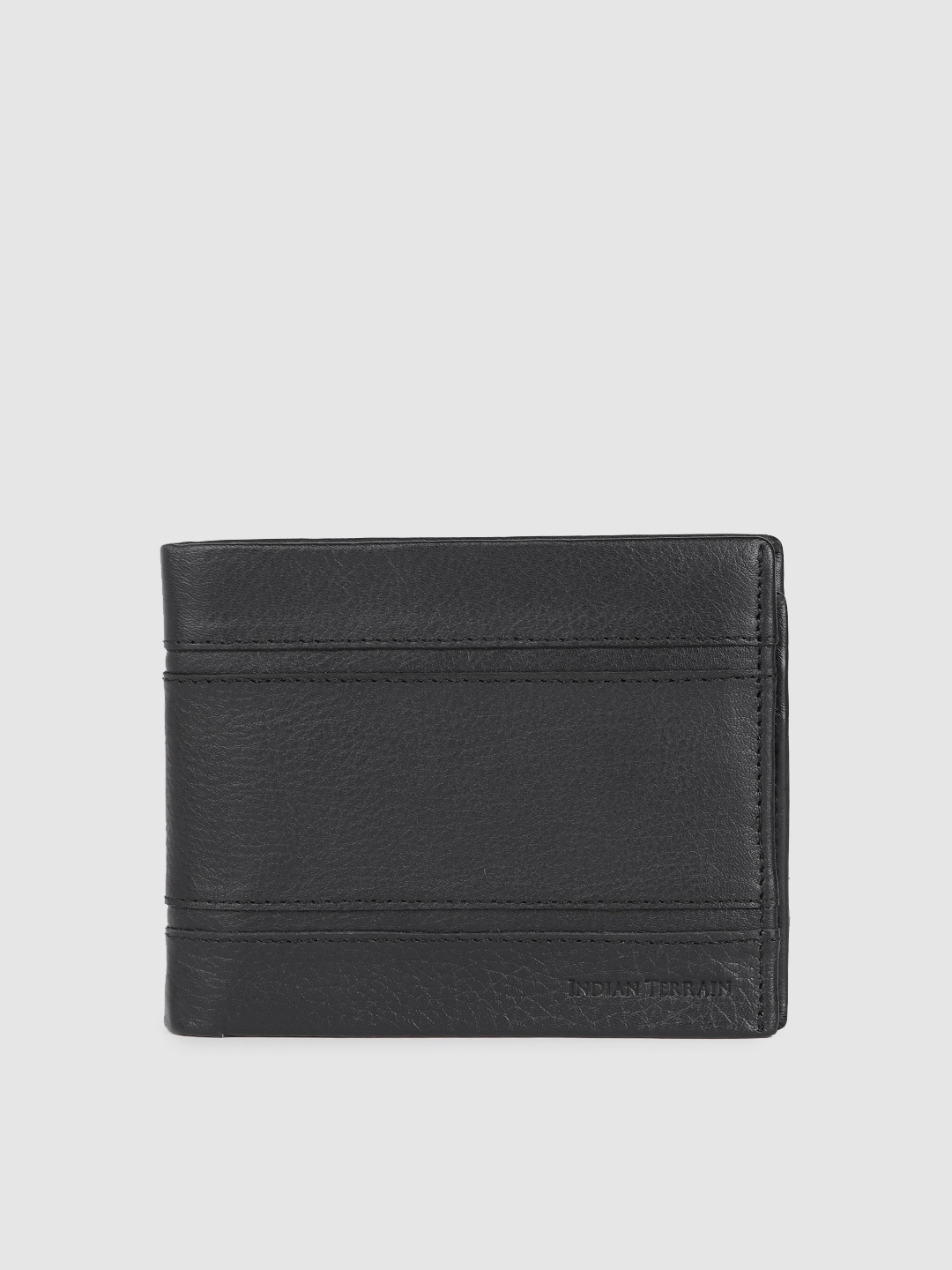 

Indian Terrain Men Black Solid Leather Two Fold Wallet