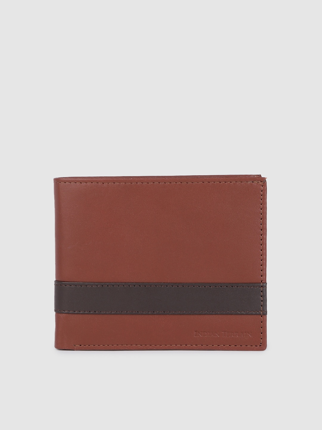 

Indian Terrain Men Brown Solid Leather Two Fold Wallet