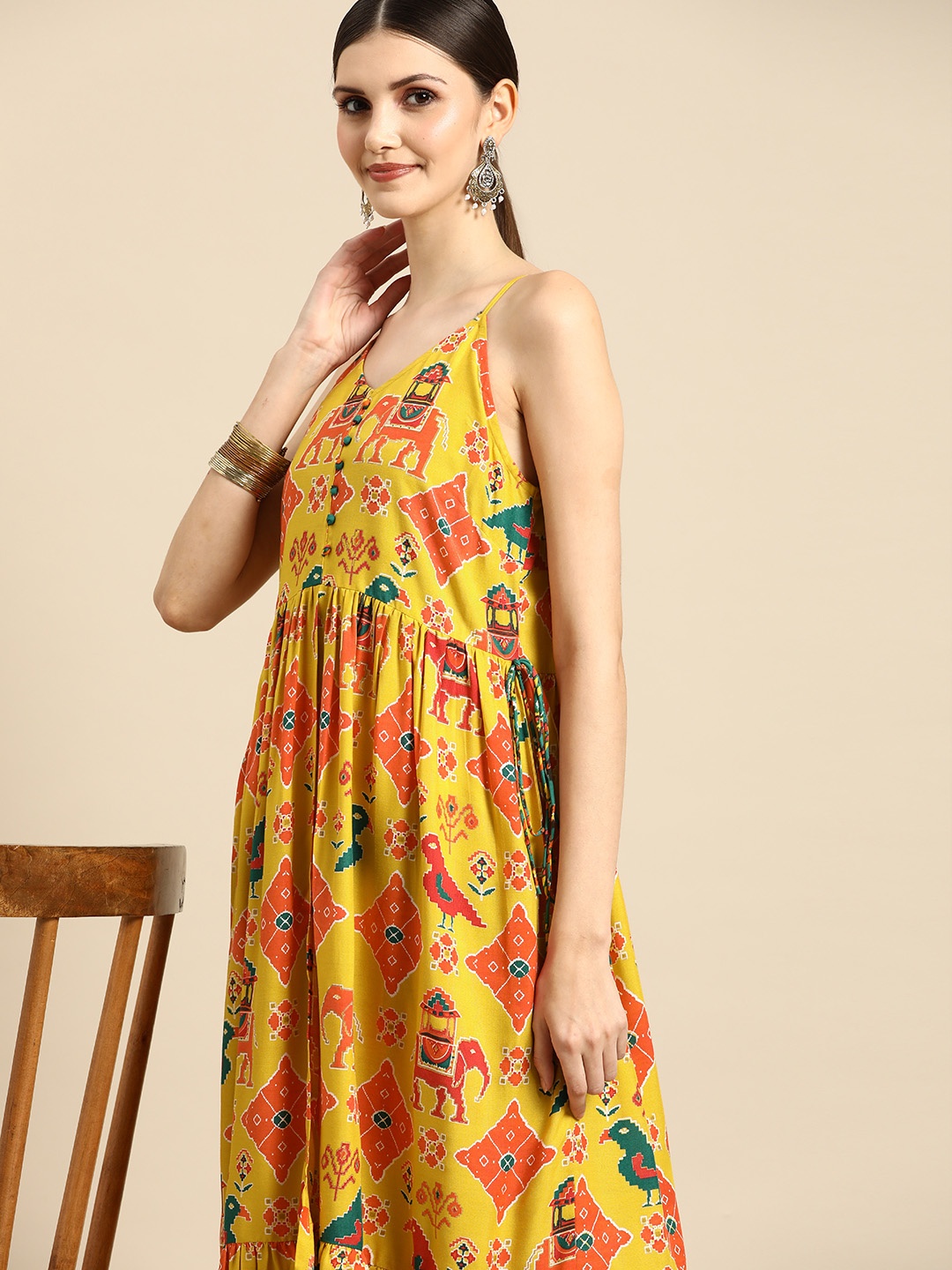 

Anouk Women Ethnic Motifs Printed Pure Cotton Kurta with Trouser, Fuchsia