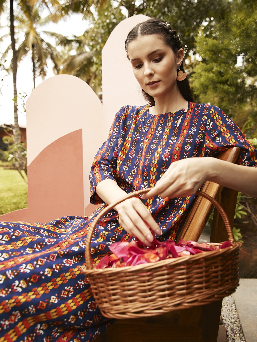 

Anouk Women Blue & Orange Ethnic Motifs Printed Kurta