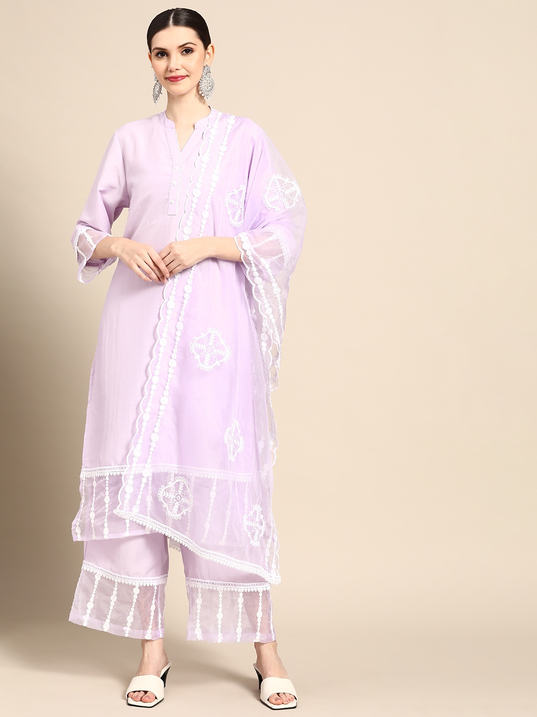 

Anouk Women Lavender Kurta with Trousers & With Dupatta