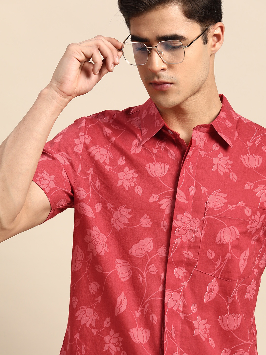 

Anouk Men Cotton Ethnic Printed Casual Shirt, Maroon