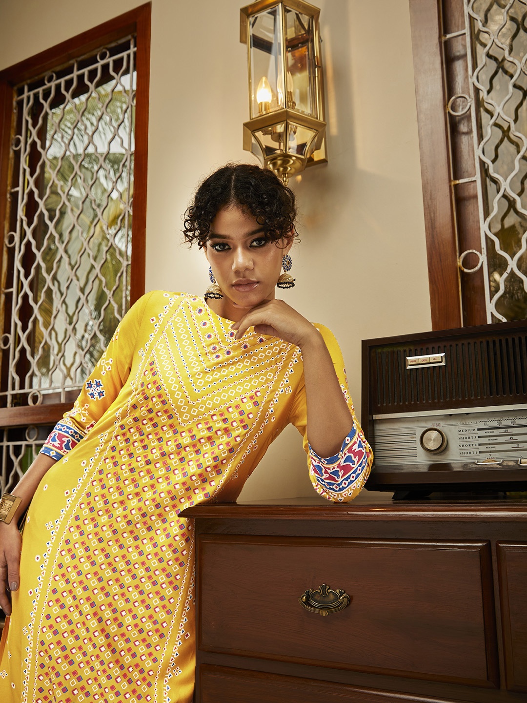 

Anouk Women Mustard Yellow & White Ethnic Motifs Printed Kurta