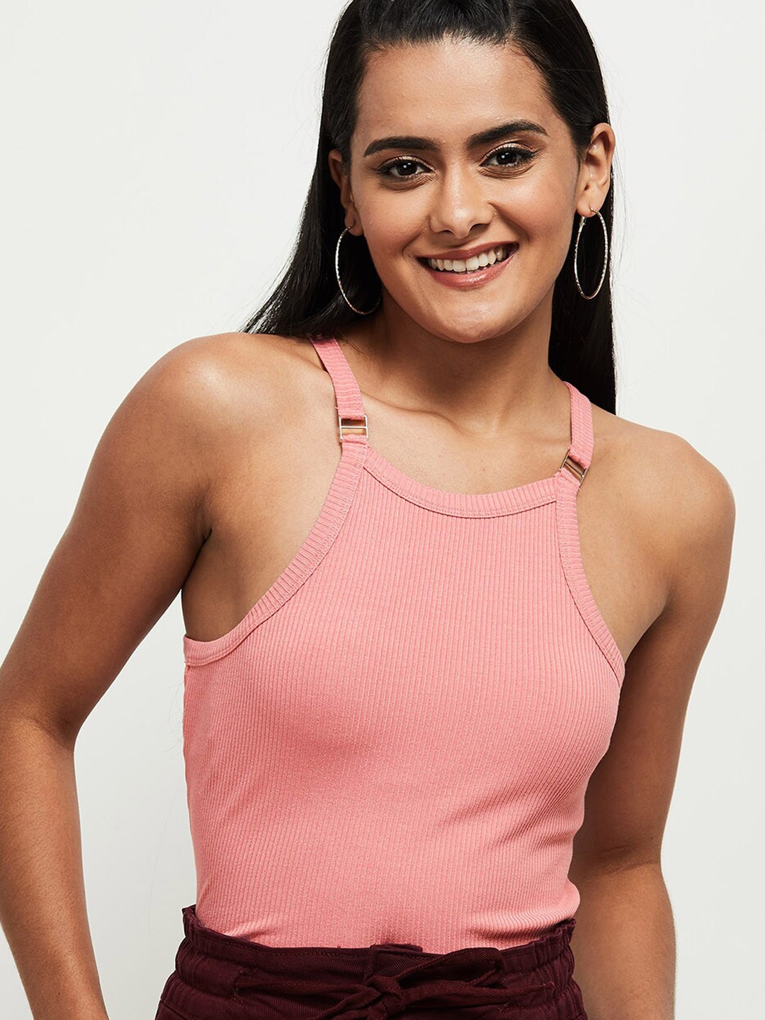 

max Women Pink Striped Camisoles