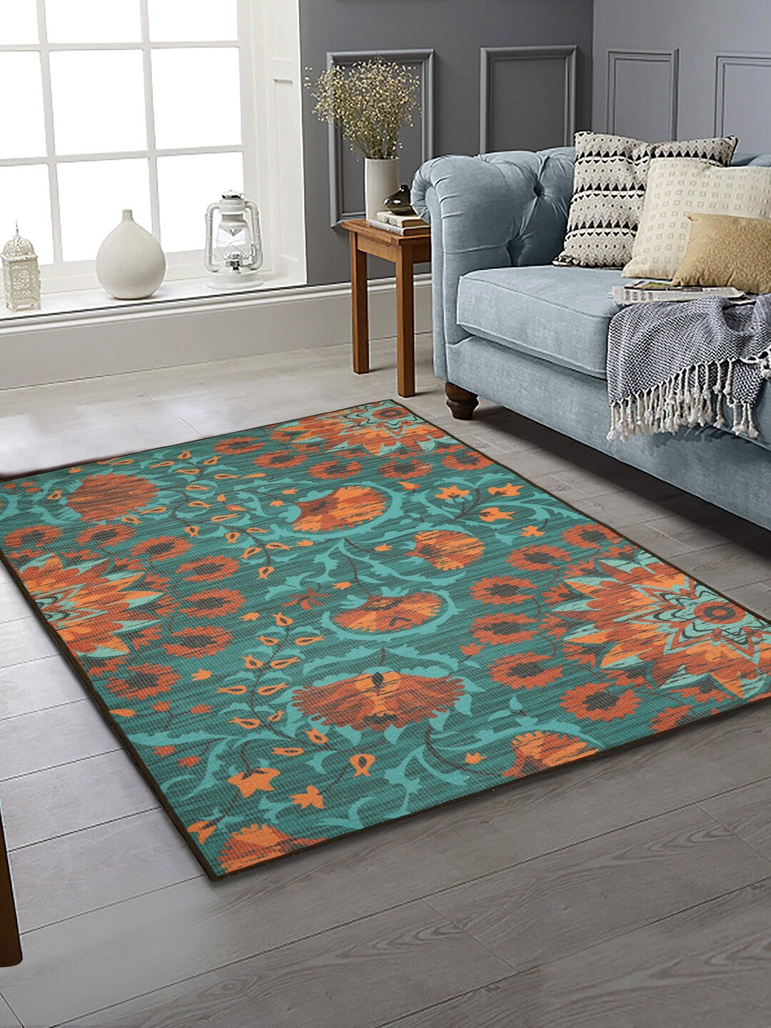 

Soumya Blue & Orange 3D Printed Premium Carpet