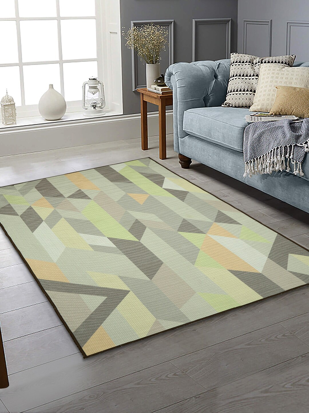 

Soumya Green & Grey Printed Anti-Skid Carpet