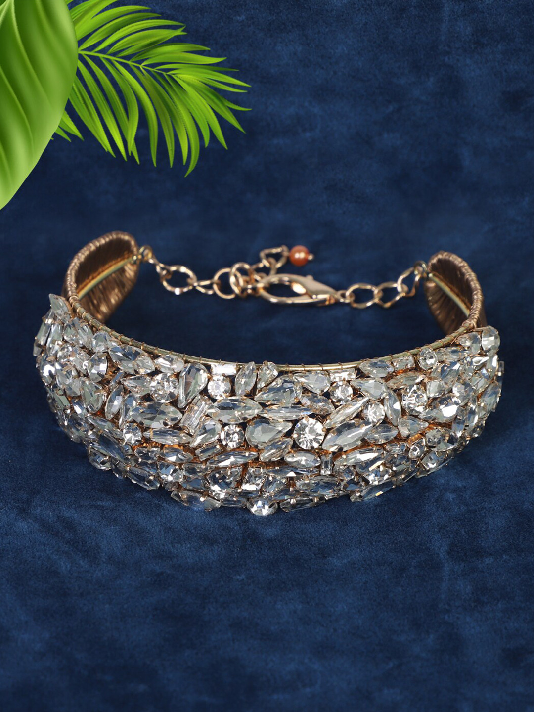 

Bijoux by Priya Chandna Women White Rose Gold-Plated Crystal Studded Choker