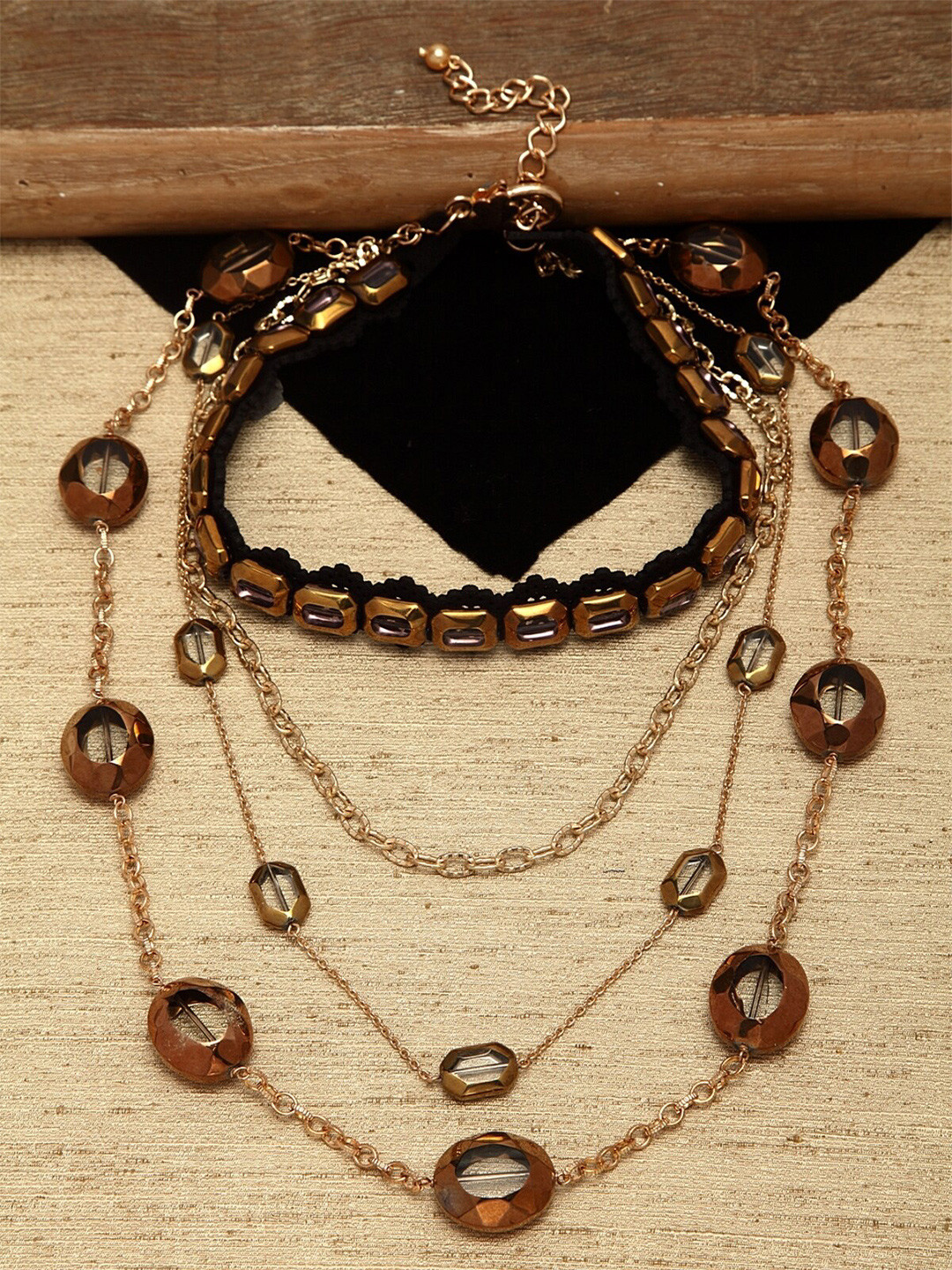 

Bijoux by Priya Chandna Gold-Toned & Black Brass Gold-Plated Necklace