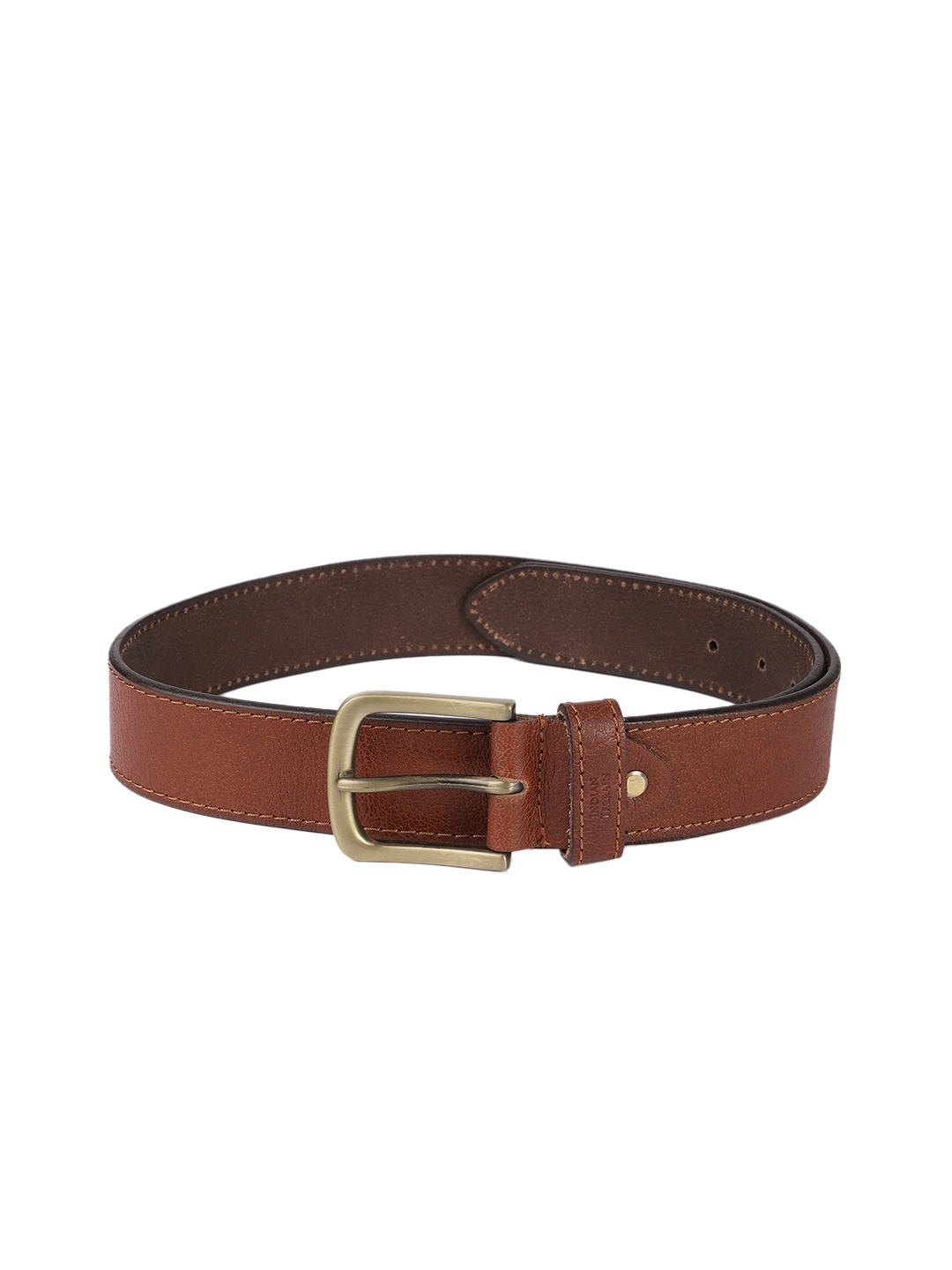 

Indian Terrain Men Tan Brown Textured Leather Belt