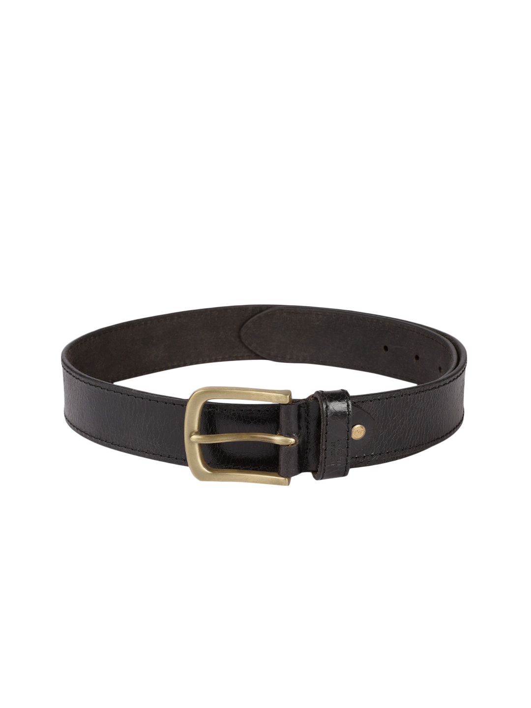 

Indian Terrain Men Black Solid Leather Belt