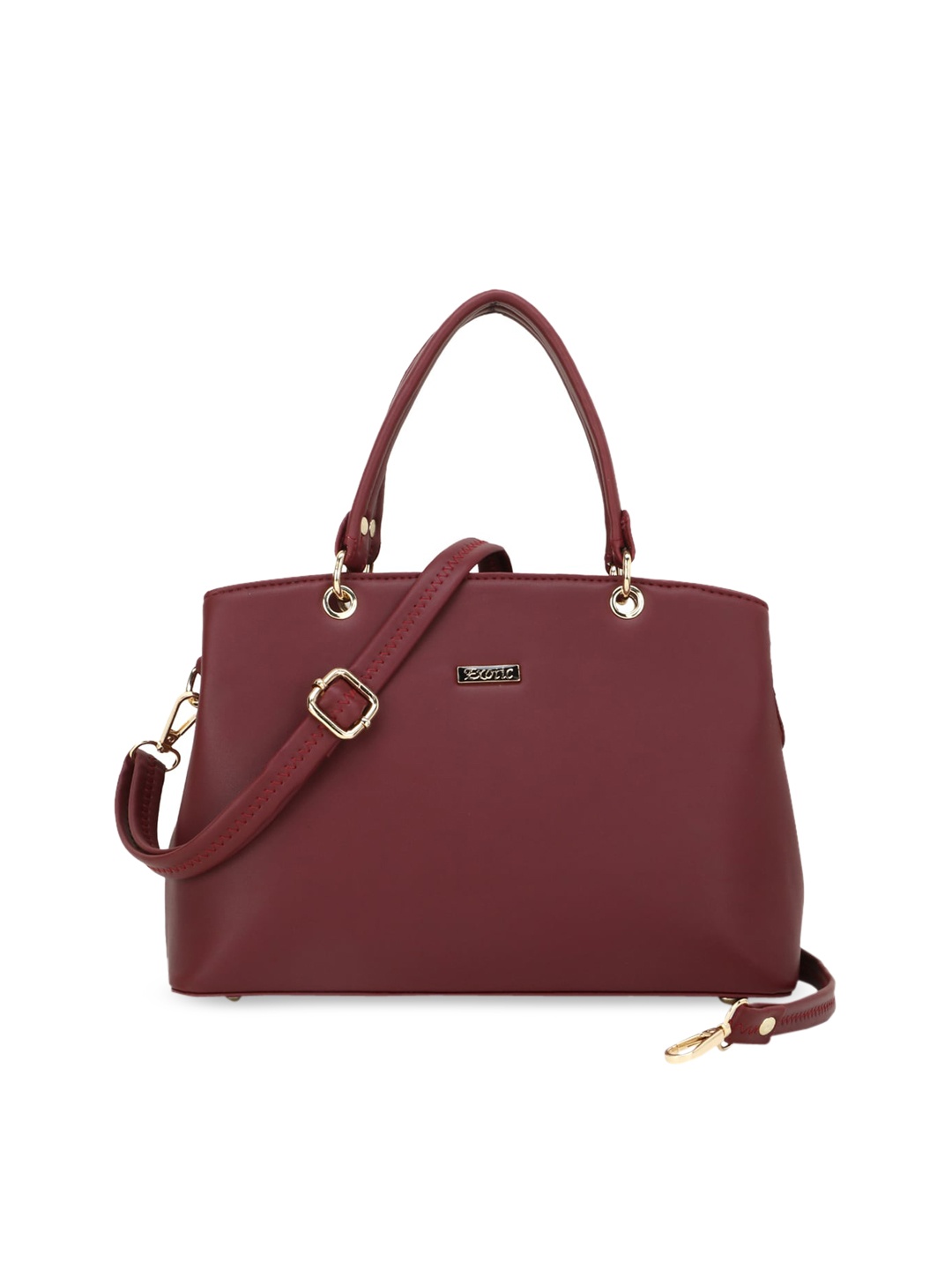 

Exotic Maroon PU Structured Handheld Bag with Tasselled