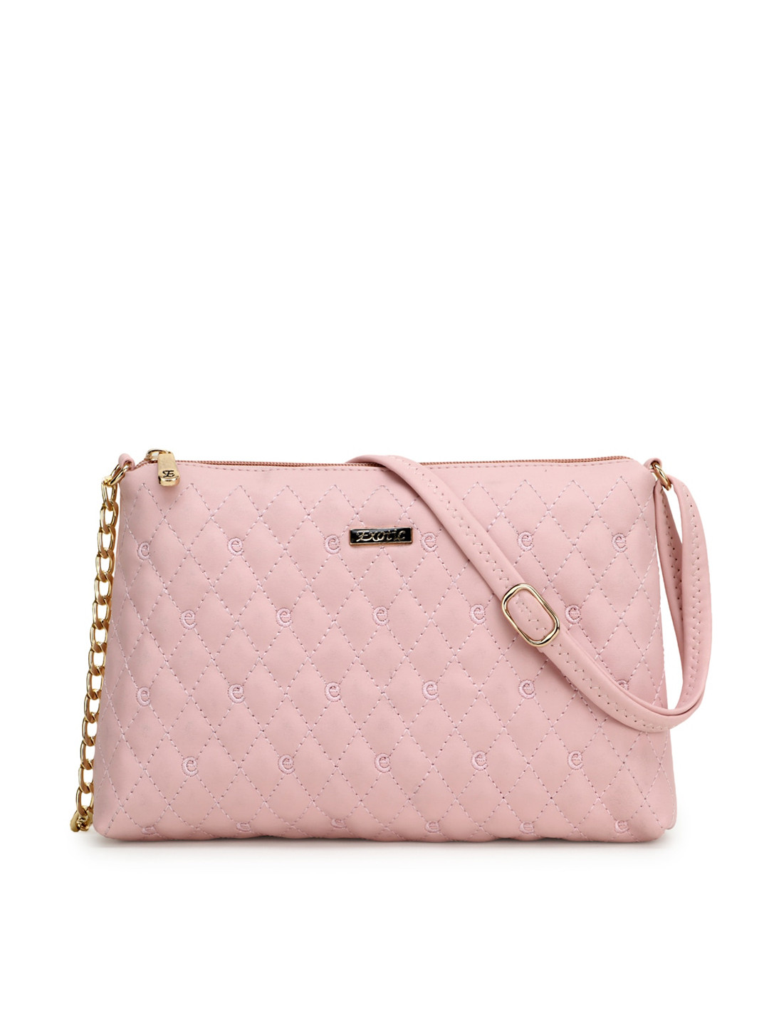 

Exotic Pink PU Structured Sling Bag with Quilted