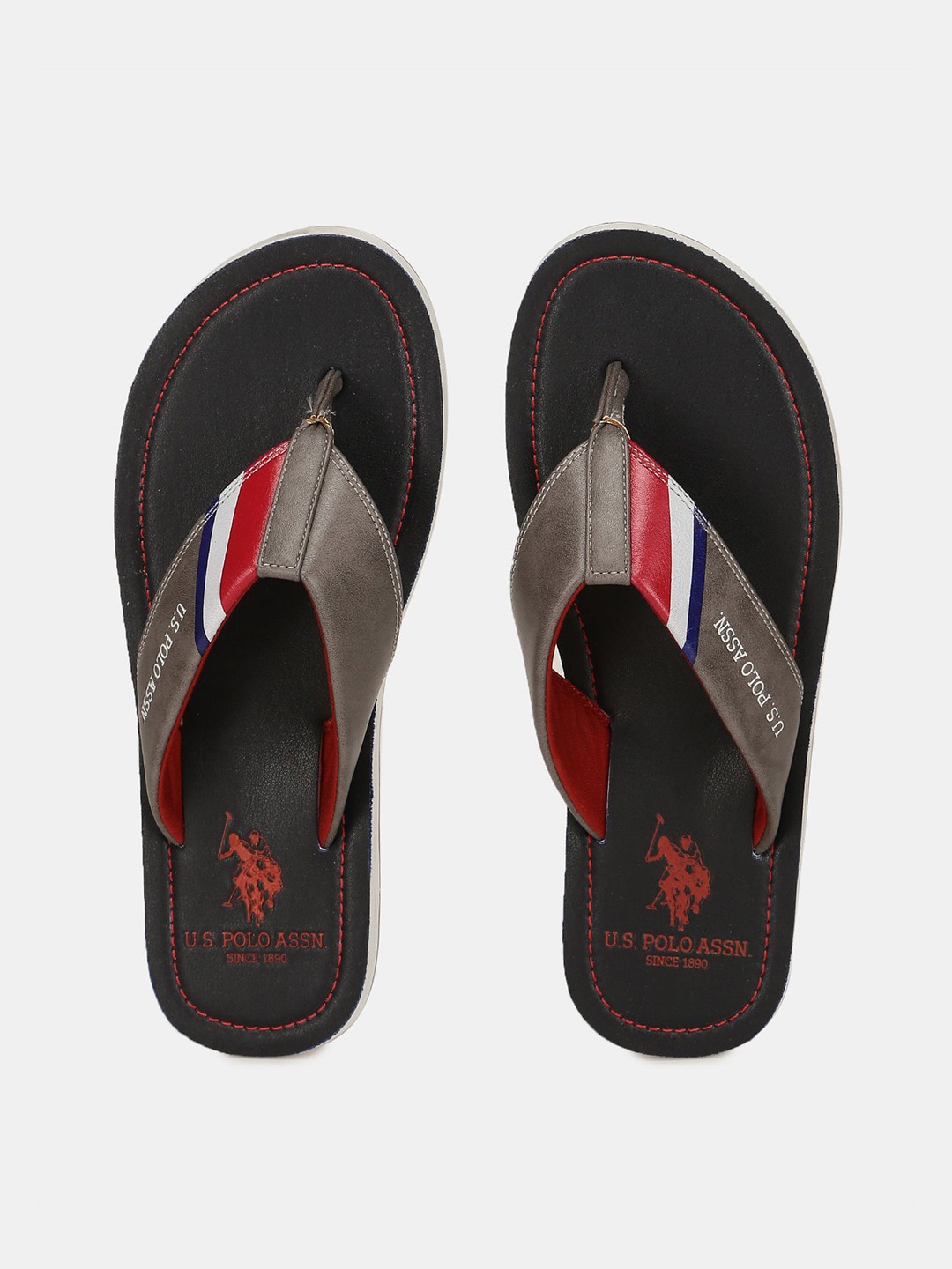 

U S Polo Assn Men Black & Red Comfort Sandals