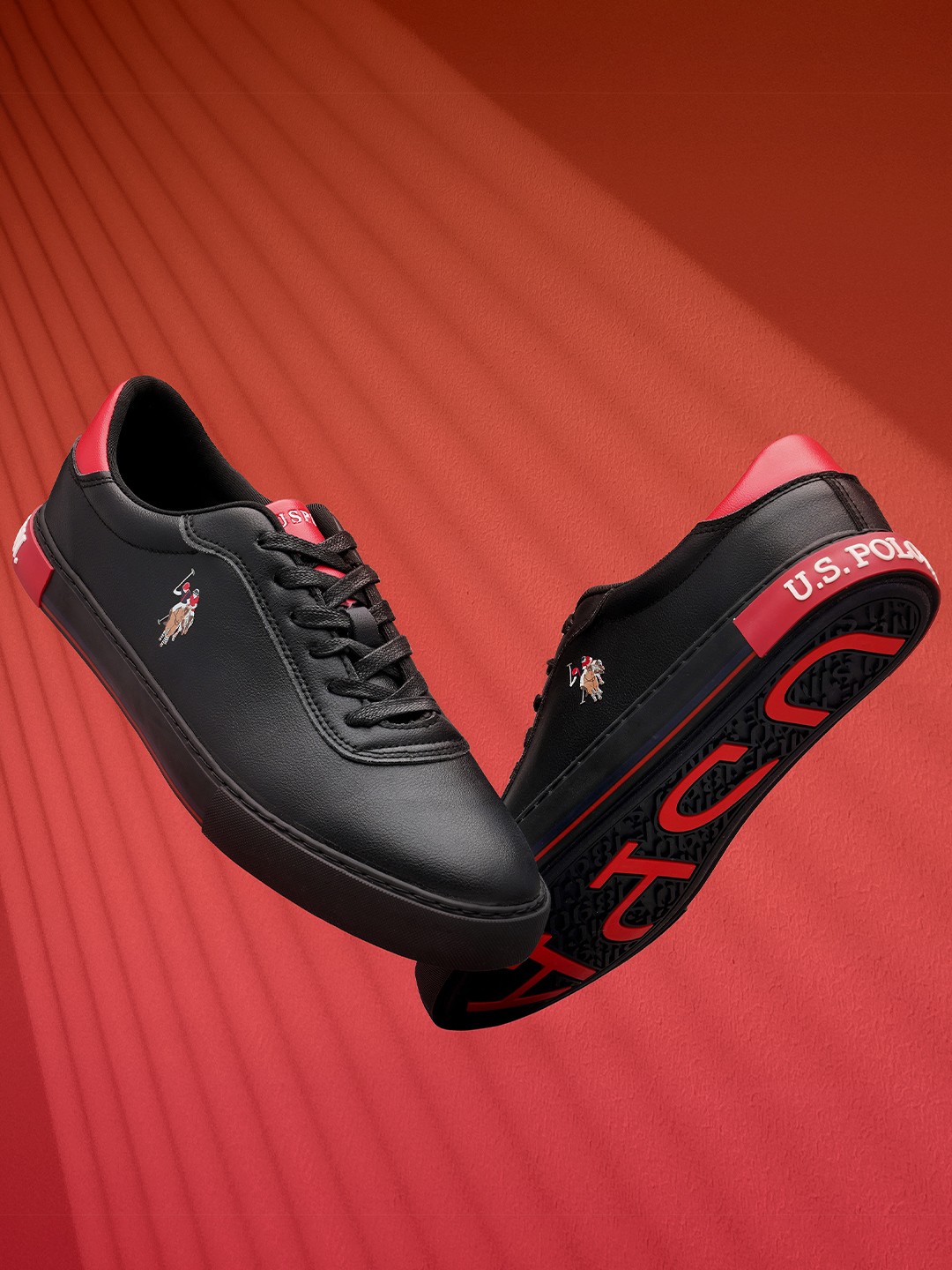 

U S Polo Assn Men Black PU Sneakers