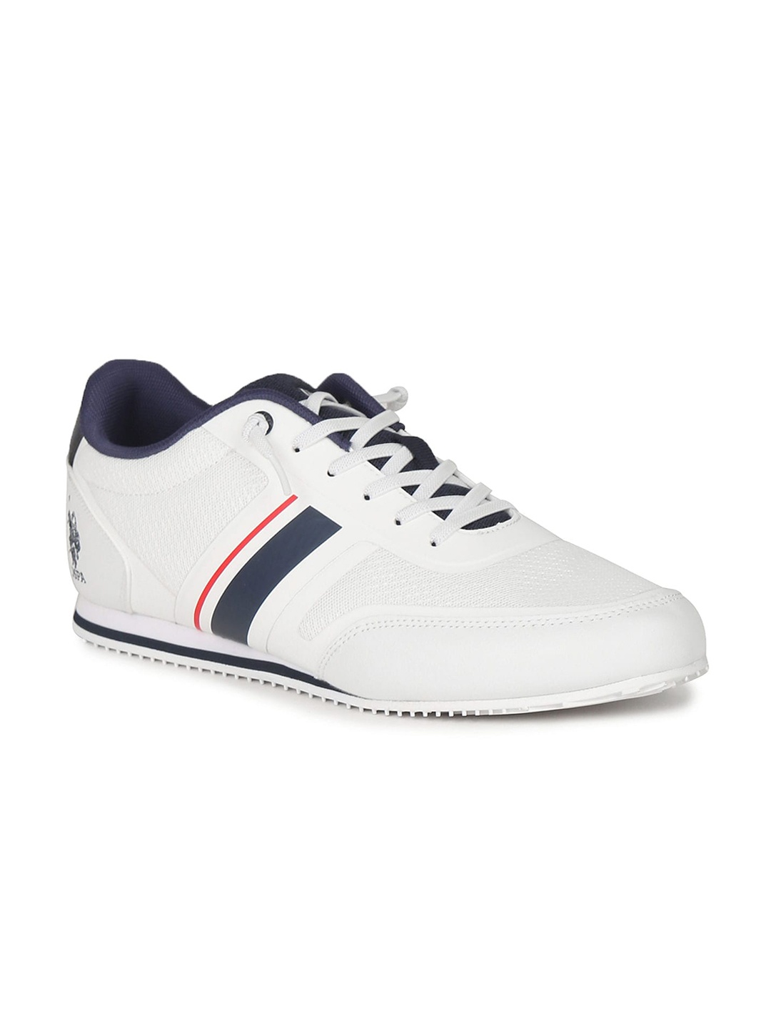 

U S Polo Assn Men Off White Striped Sneakers