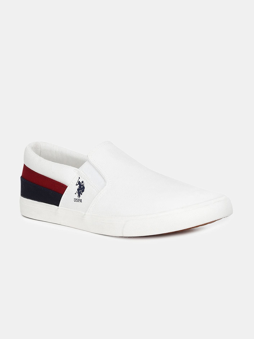 

U S Polo Assn Men Off White Woven Design Slip-On Sneakers