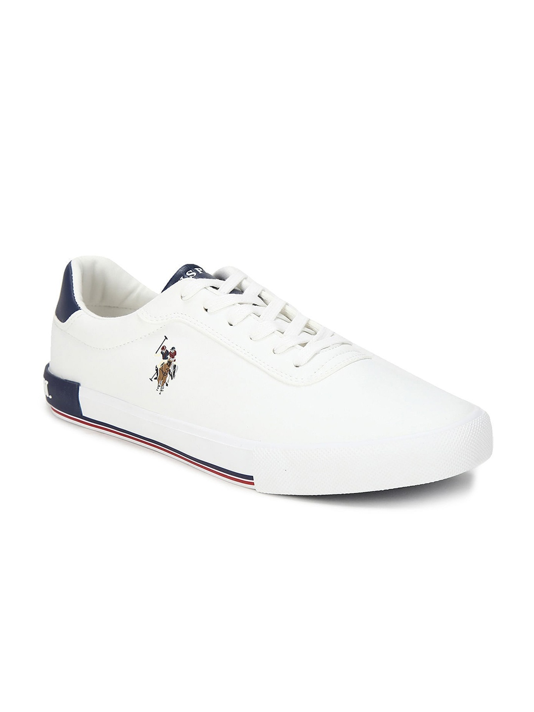 

U S Polo Assn Men Off White Woven Design PU Sneakers