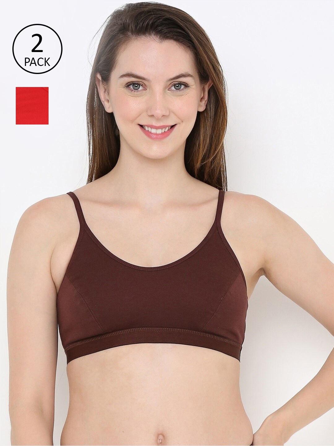 

Berrys Intimatess Pack of 2 Brown & Red Non-Padded Non-Wired Bras BI-ISB-1225BMP