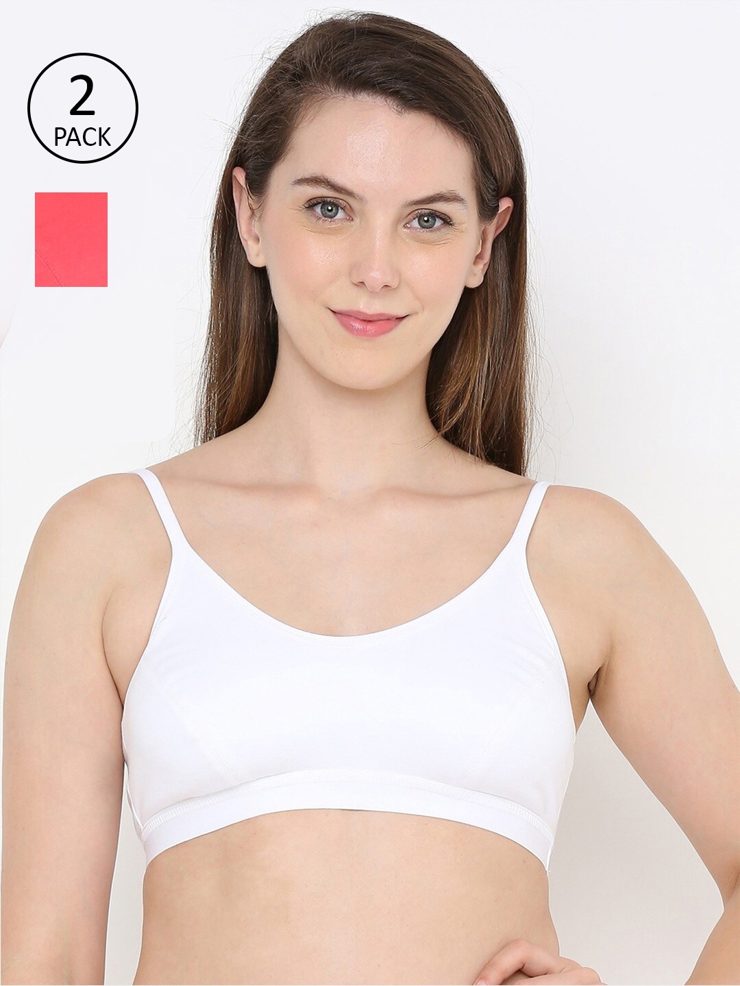 

Berrys Intimatess Pack of 2 White & Peach-Coloured Solid Everyday Bras