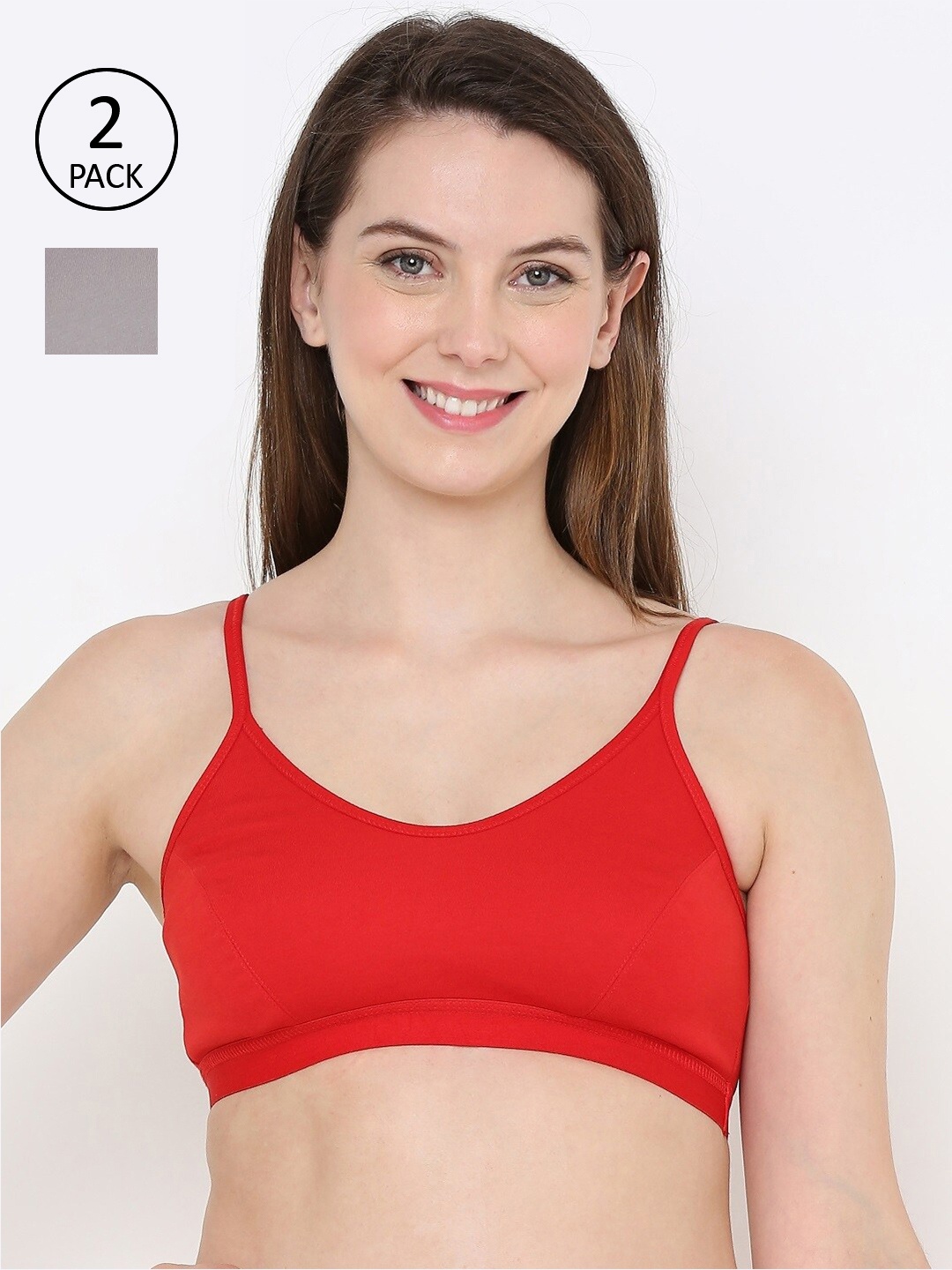 

Berrys Intimatess Pack of 2 Red & Grey Solid Everyday Bras