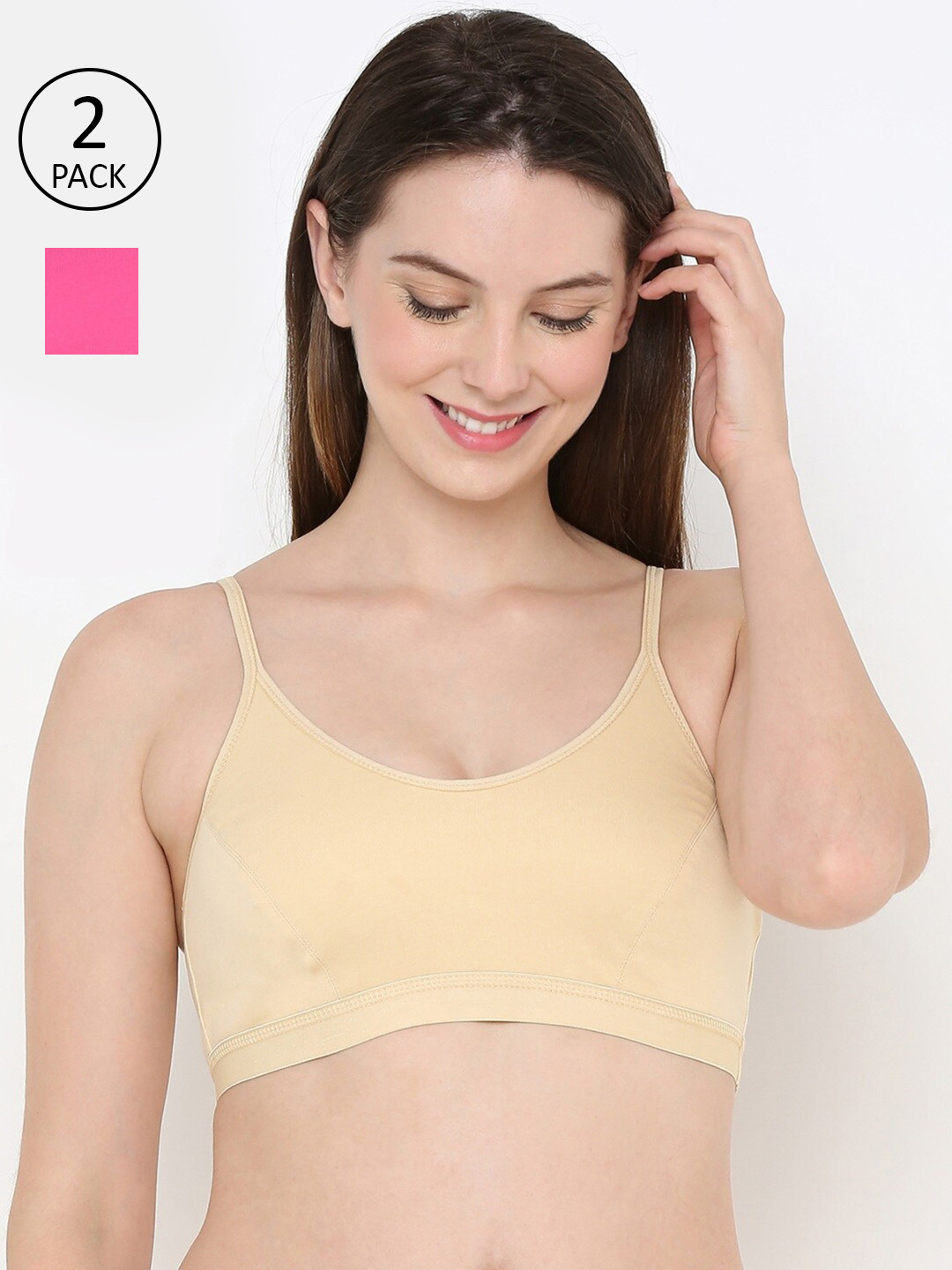 

Berrys Intimatess Set Of 2 Beige & Pink Non Padded & Non Wired Solid Bandeau Bra