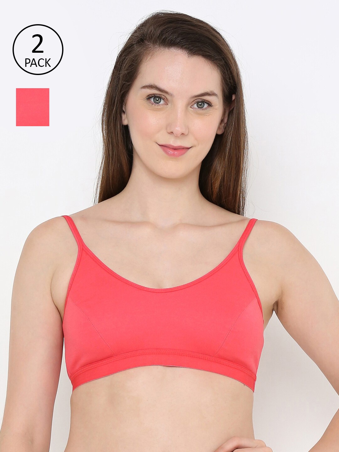 

Berrys Intimatess Pack of 2 Peach-Coloured Non-Padded Non-Wired Bras BI-ISB-1214BMP