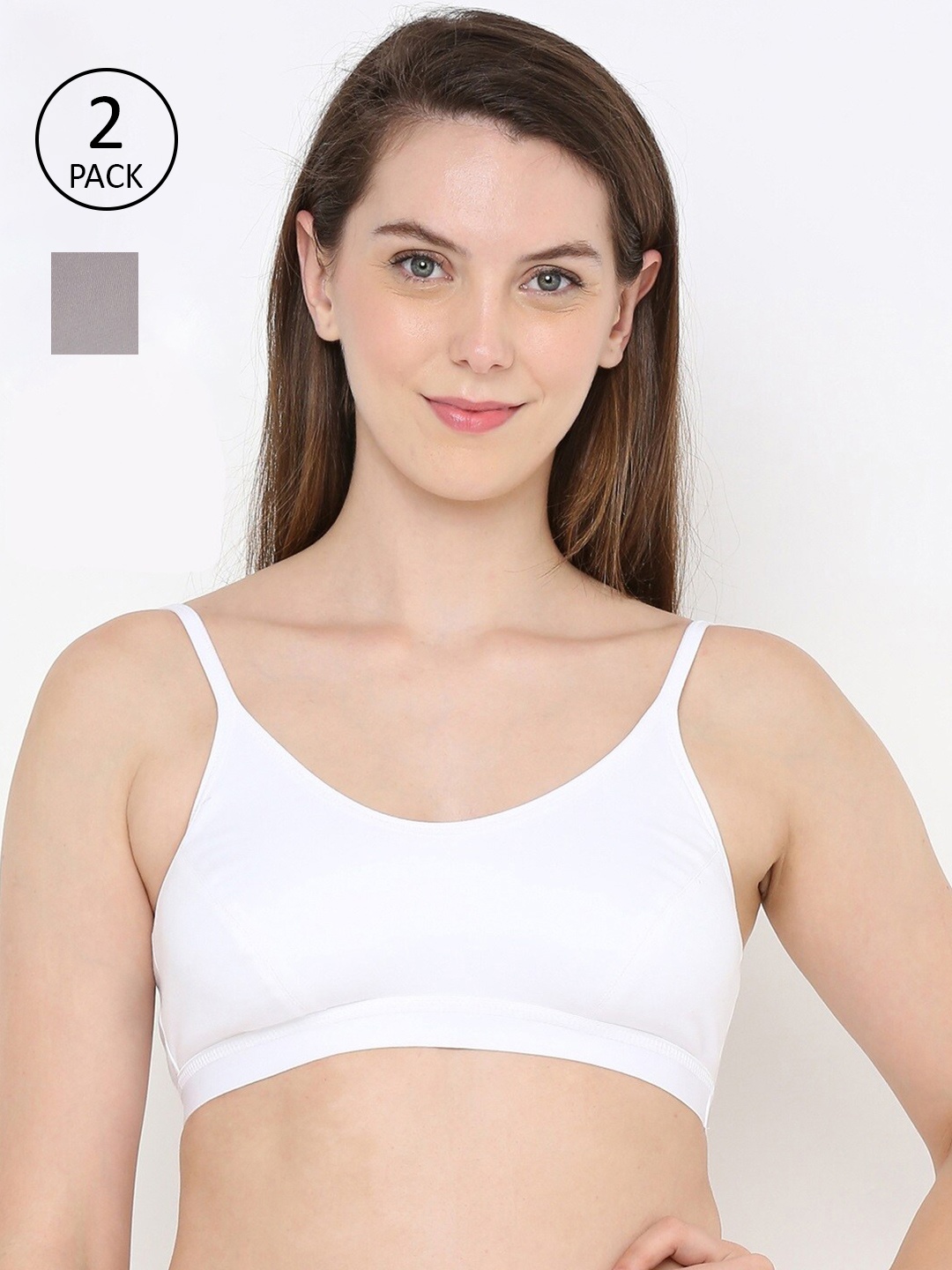 

Berrys Intimatess Set Of 2 White & Grey Non Padded & Non Wired Solid Bandeau Bra