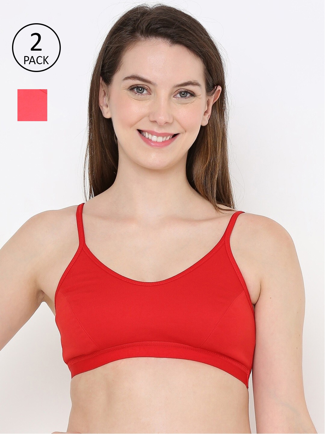 

Berrys Intimatess Set Of 2 Red & Pink Non Padded & Non Wired Solid Bra