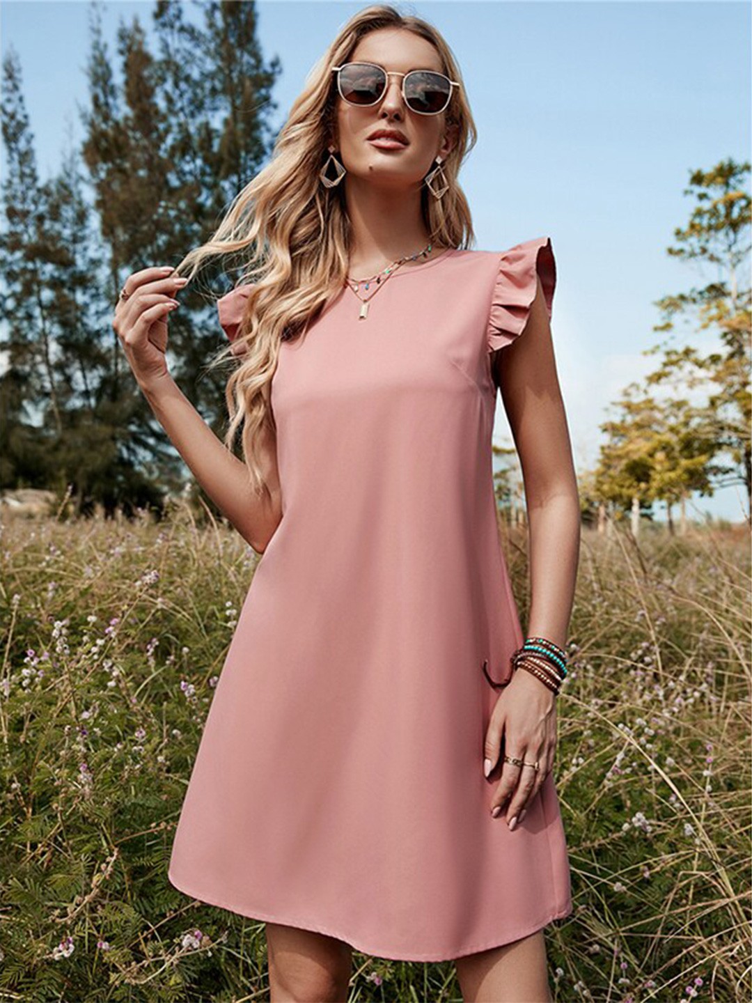 

BoStreet Pink A-Line Midi Dress