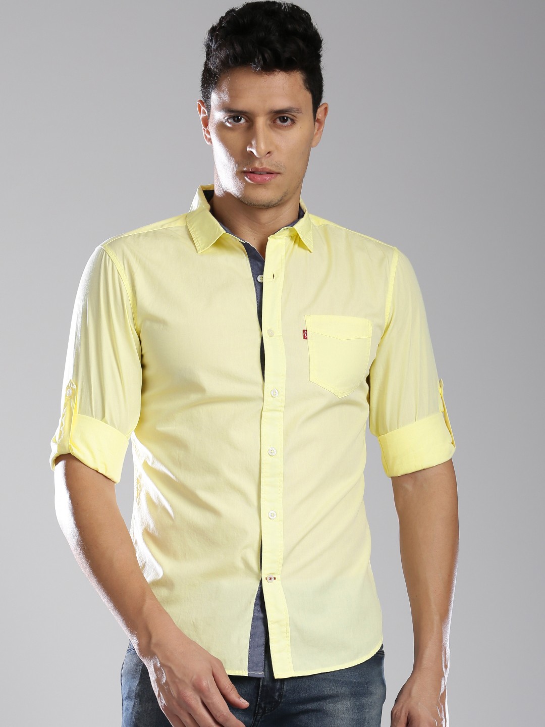 

Levis Men Yellow Slim Fit Solid Casual Shirt