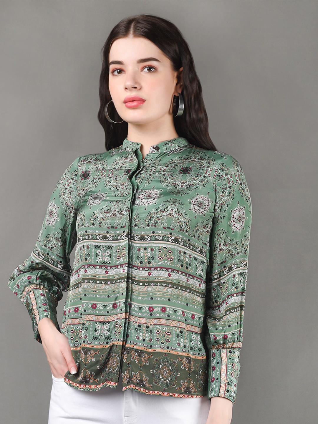 

BARARA ETHNIC Women Green Standard Printed Casual Shirt