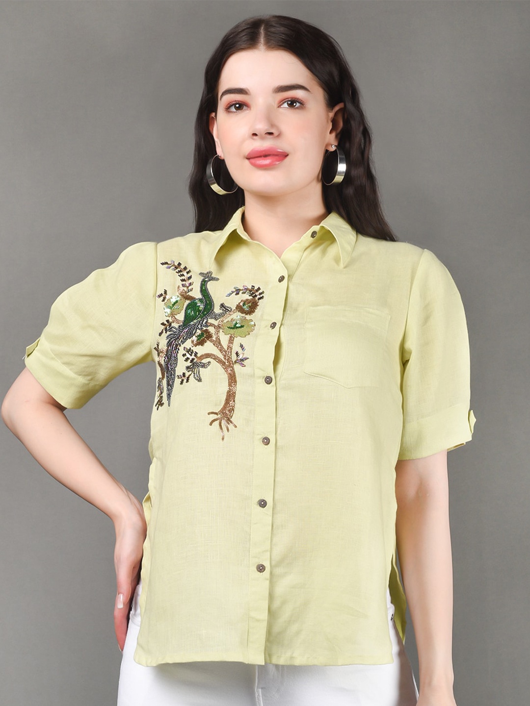 

BARARA ETHNIC Women Yellow Standard Casual Shirt