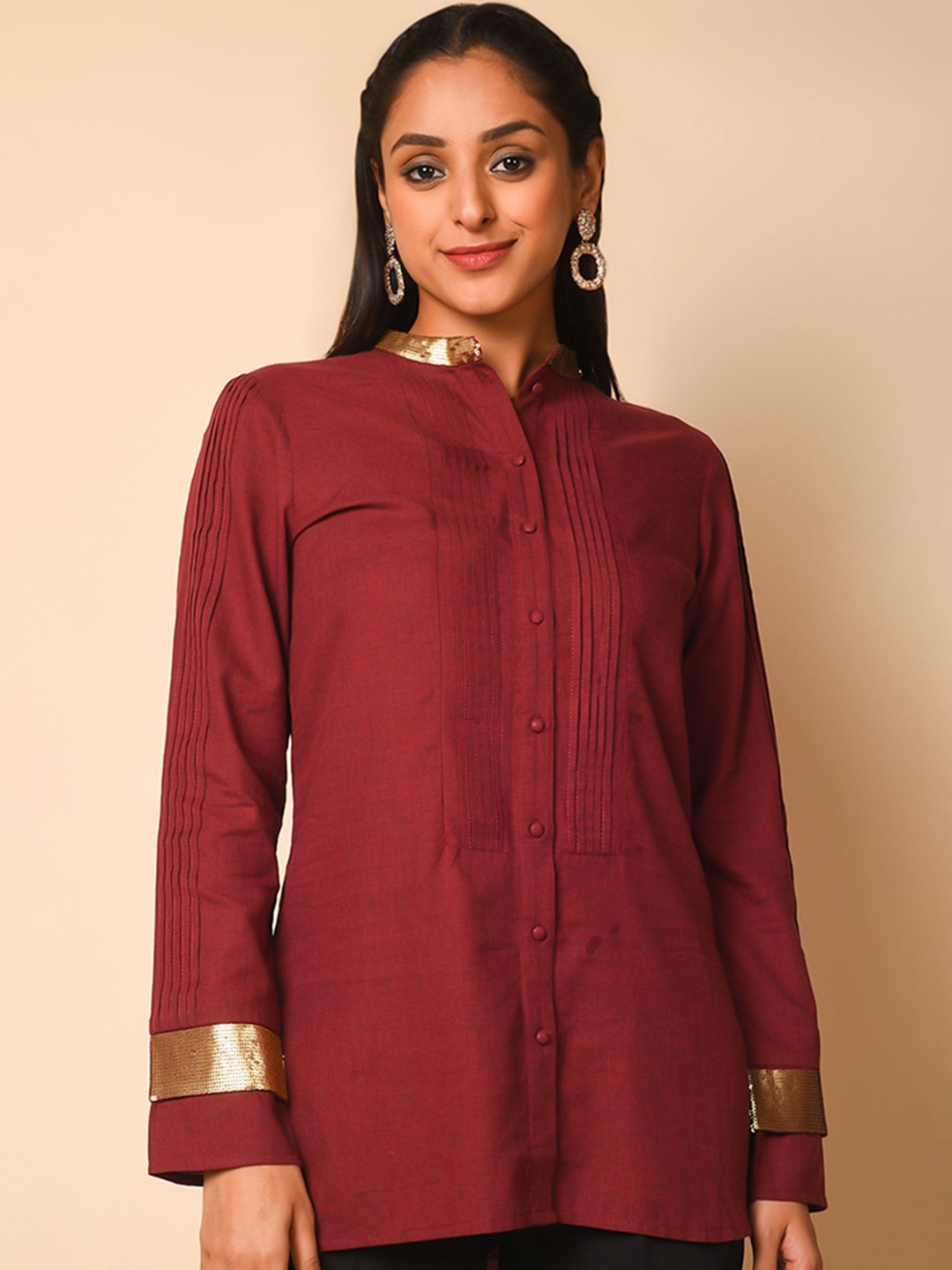 

BARARA ETHNIC Women Maroon Standard Casual Shirt