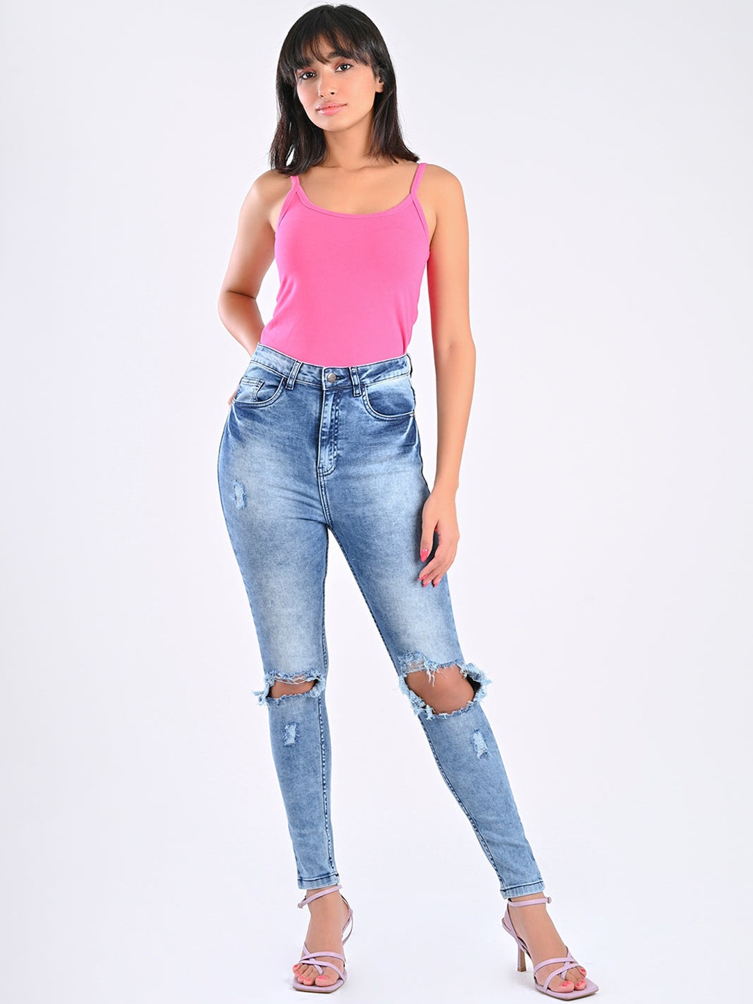 

FREAKINS Women Blue High-Rise Skinny Fit Cropped Jeans