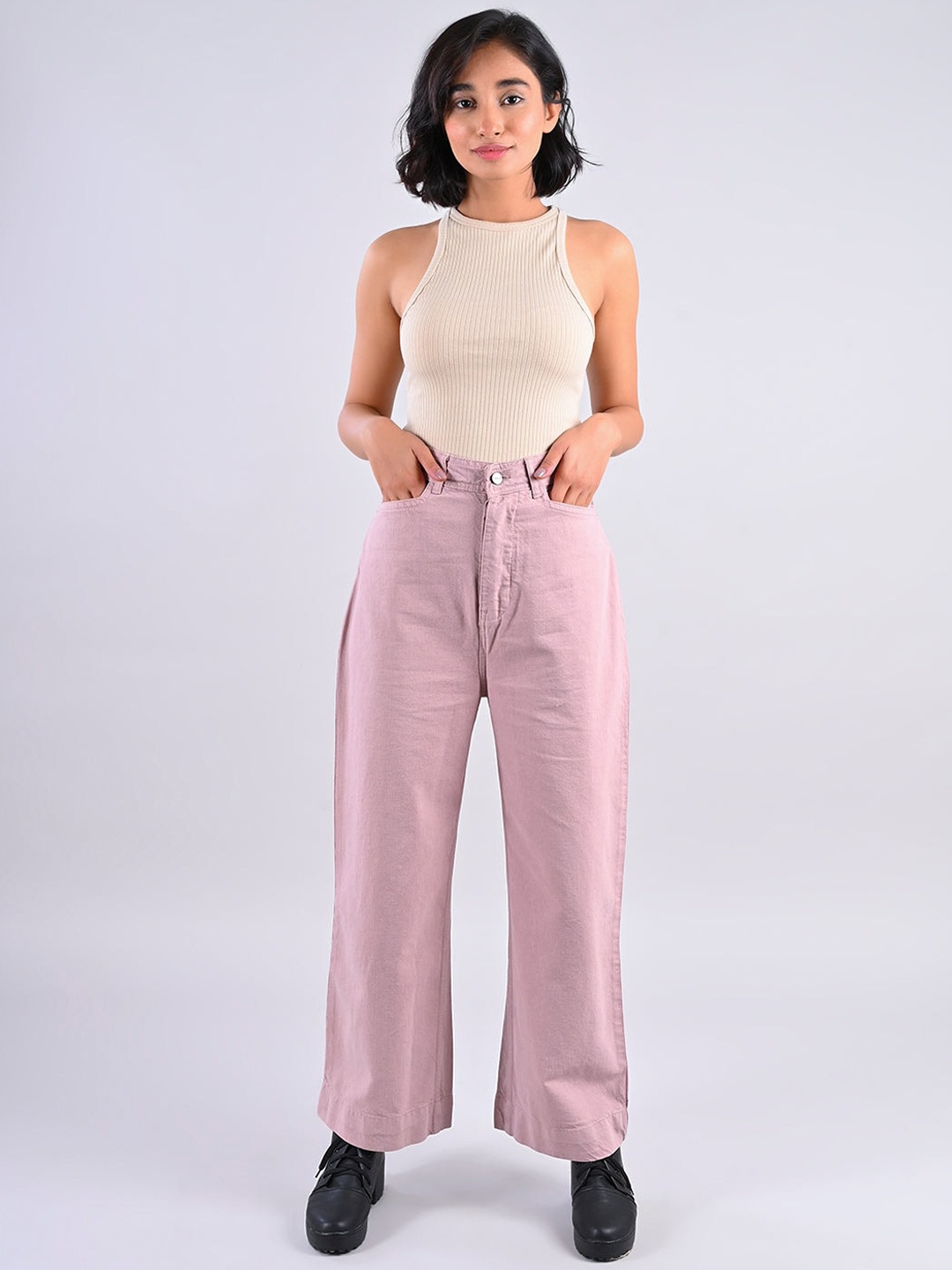 

FREAKINS Women Pink High-Rise Straight Fit Jeans