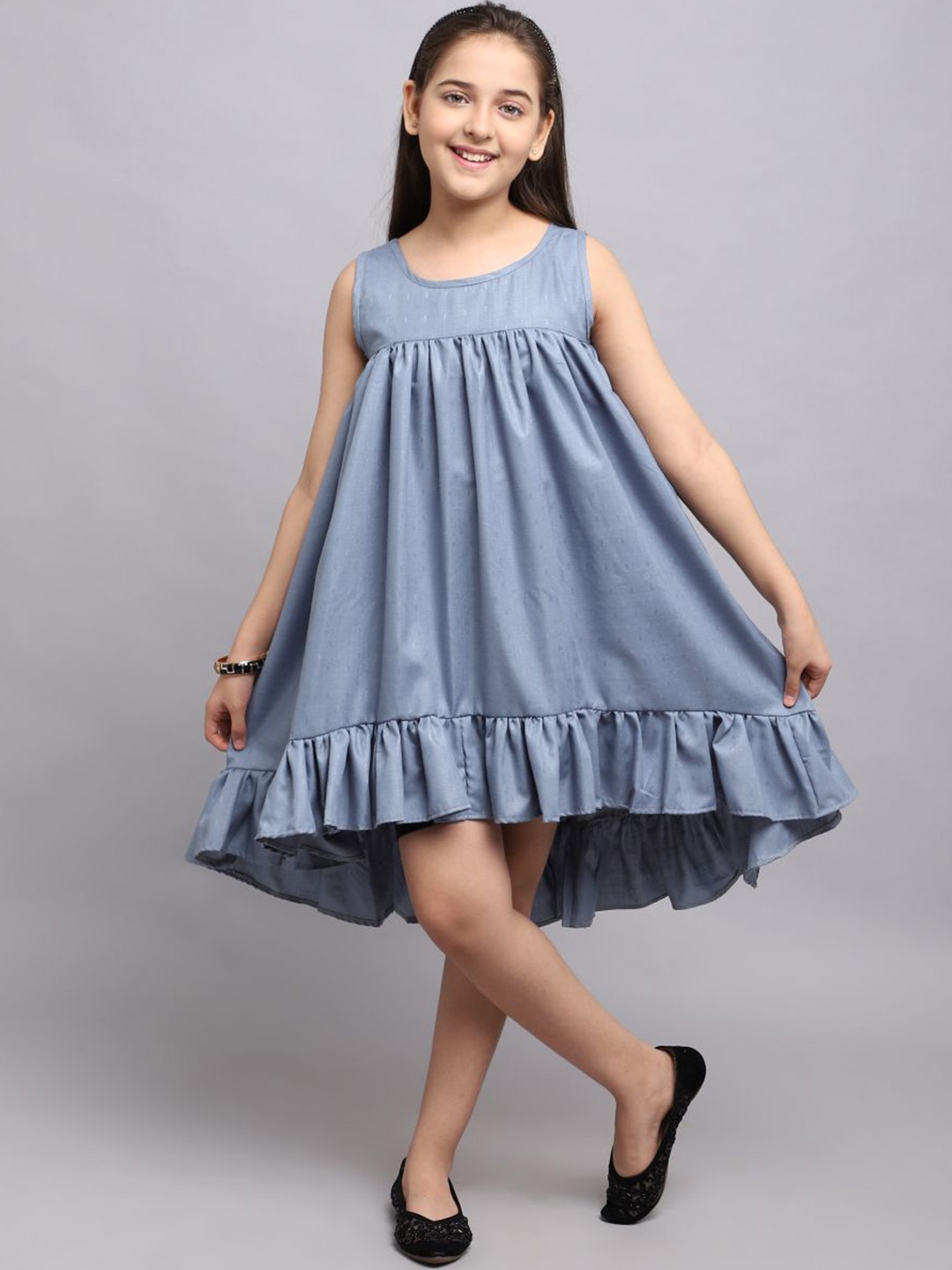 

White World Grey Ethnic A-Line Midi Dress