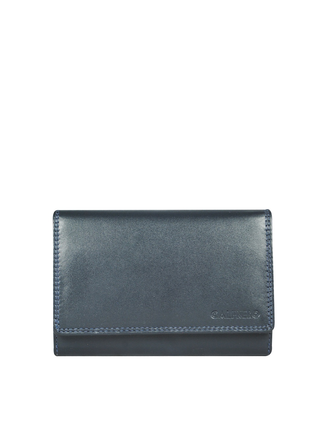 

CALFNERO Women Navy Blue Leather Two Fold Wallet