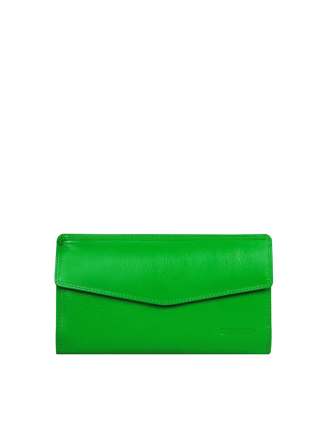 

CALFNERO Women Green Leather Two Fold Wallet