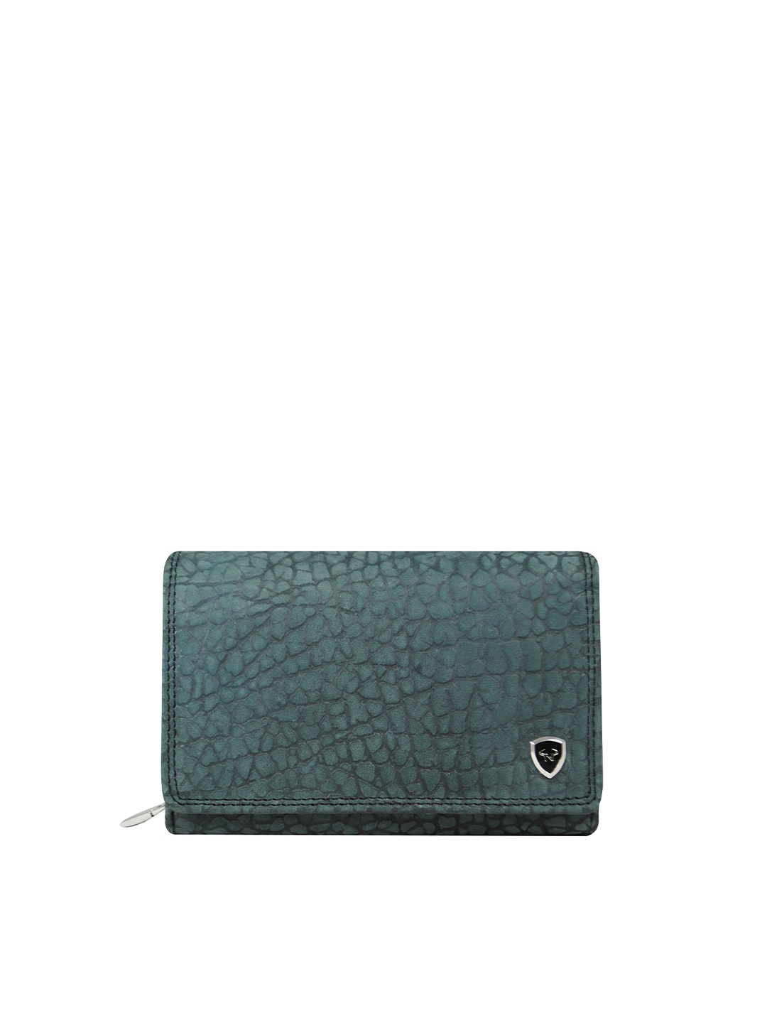 

CALFNERO Women Green Textured Leather Two Fold Wallet