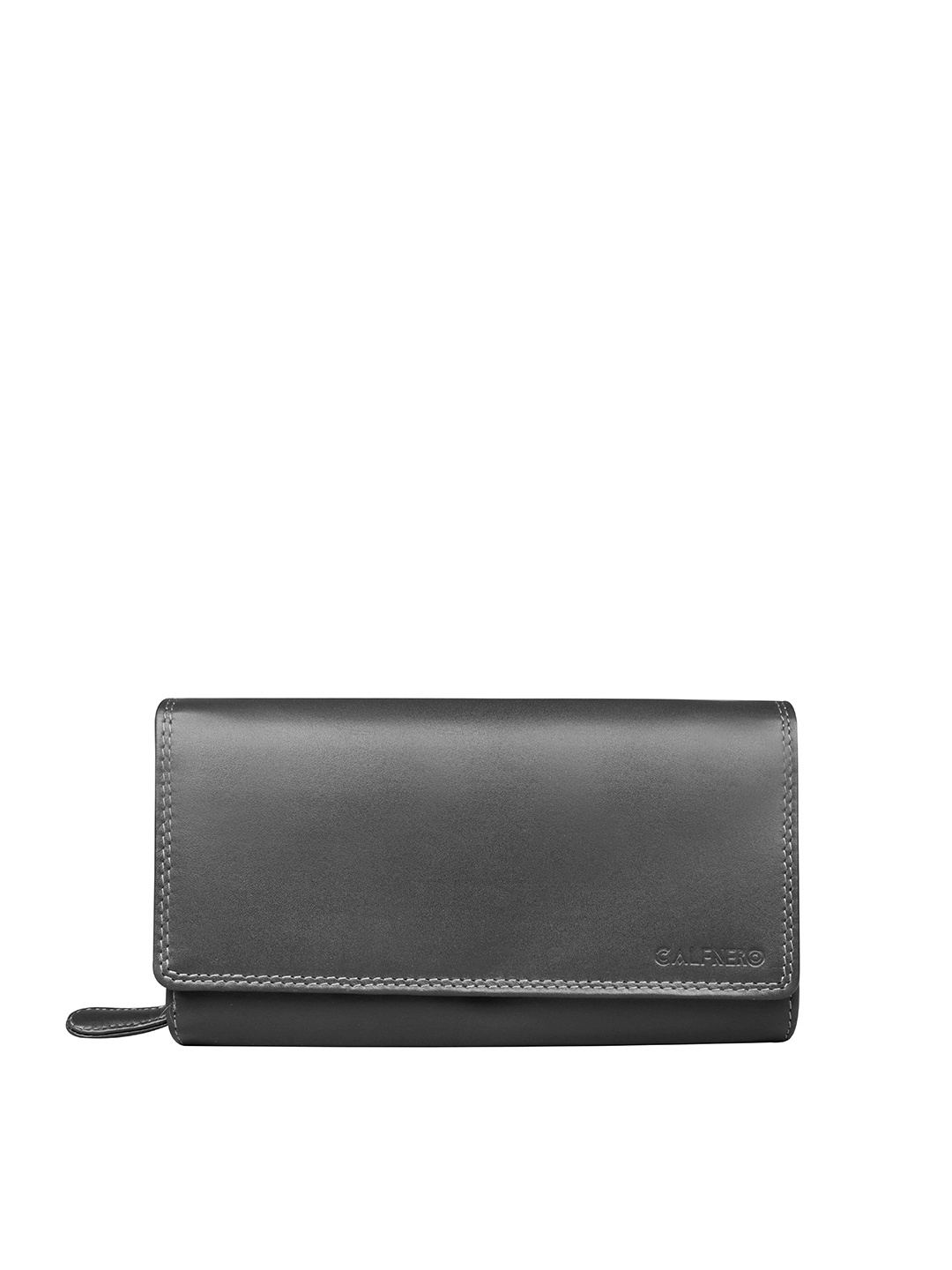 

CALFNERO Women Black Leather Two Fold Wallet