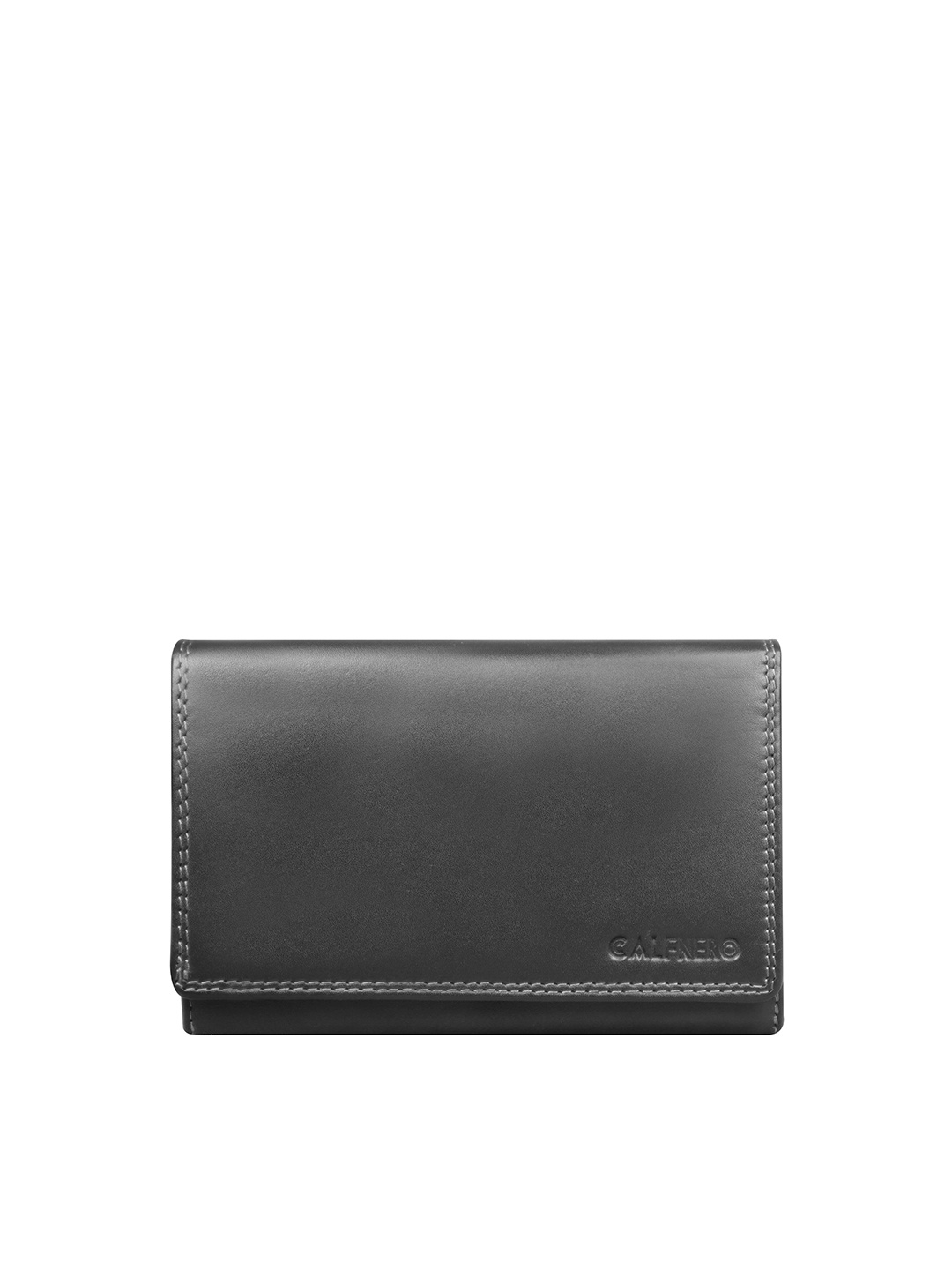 

CALFNERO Women Black Leather Two Fold Wallet