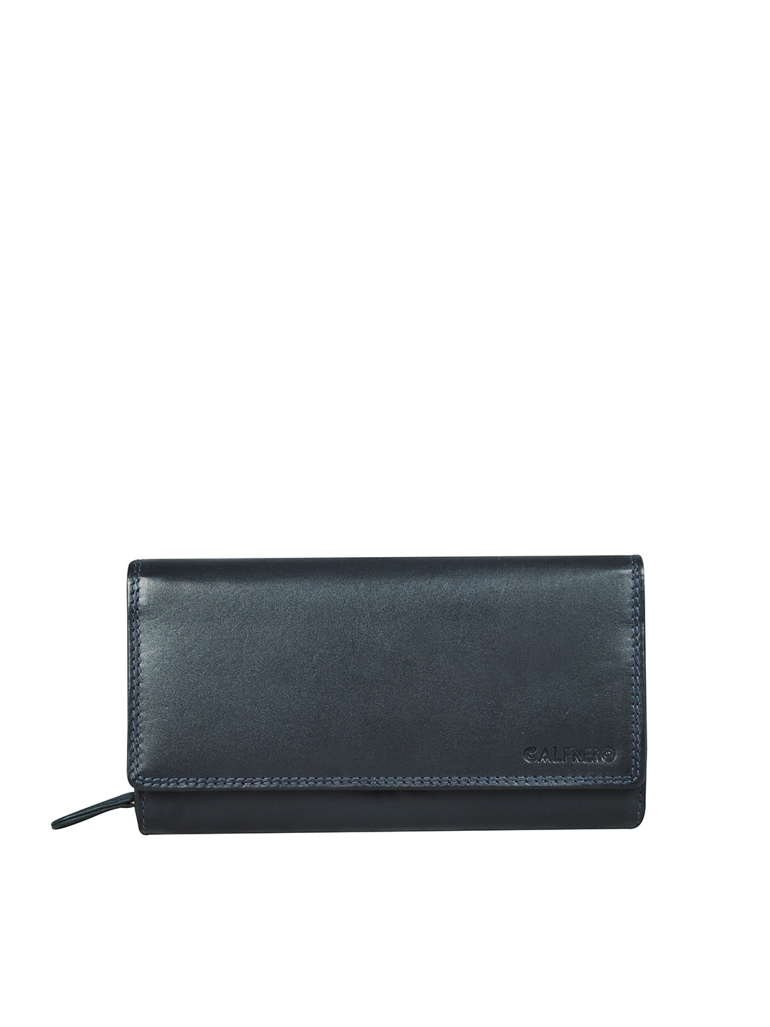 

CALFNERO Women Navy Blue Leather Two Fold Wallet